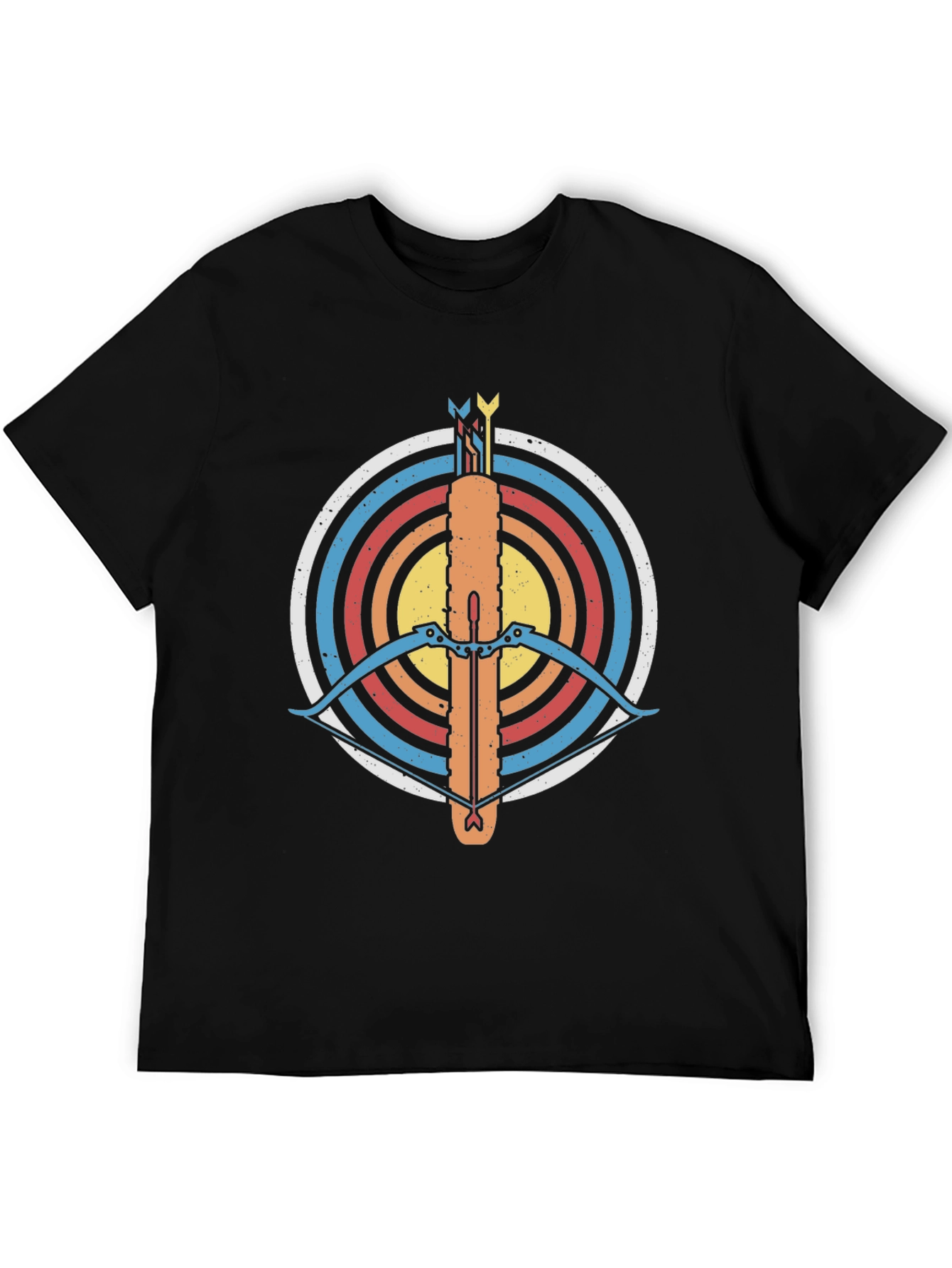 Archery Retro Graphic Tee - Black Cotton T-Shirt