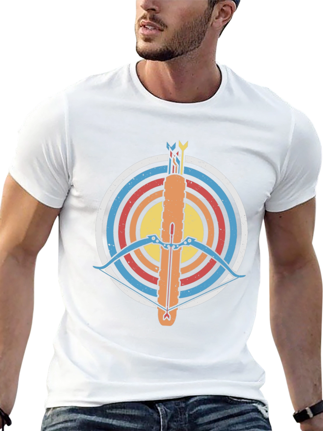 Archery Retro Graphic Tee - Black Cotton T-Shirt