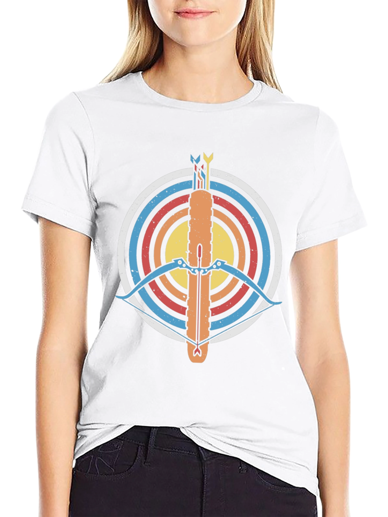 Archery Retro Graphic Tee - Black Cotton T-Shirt