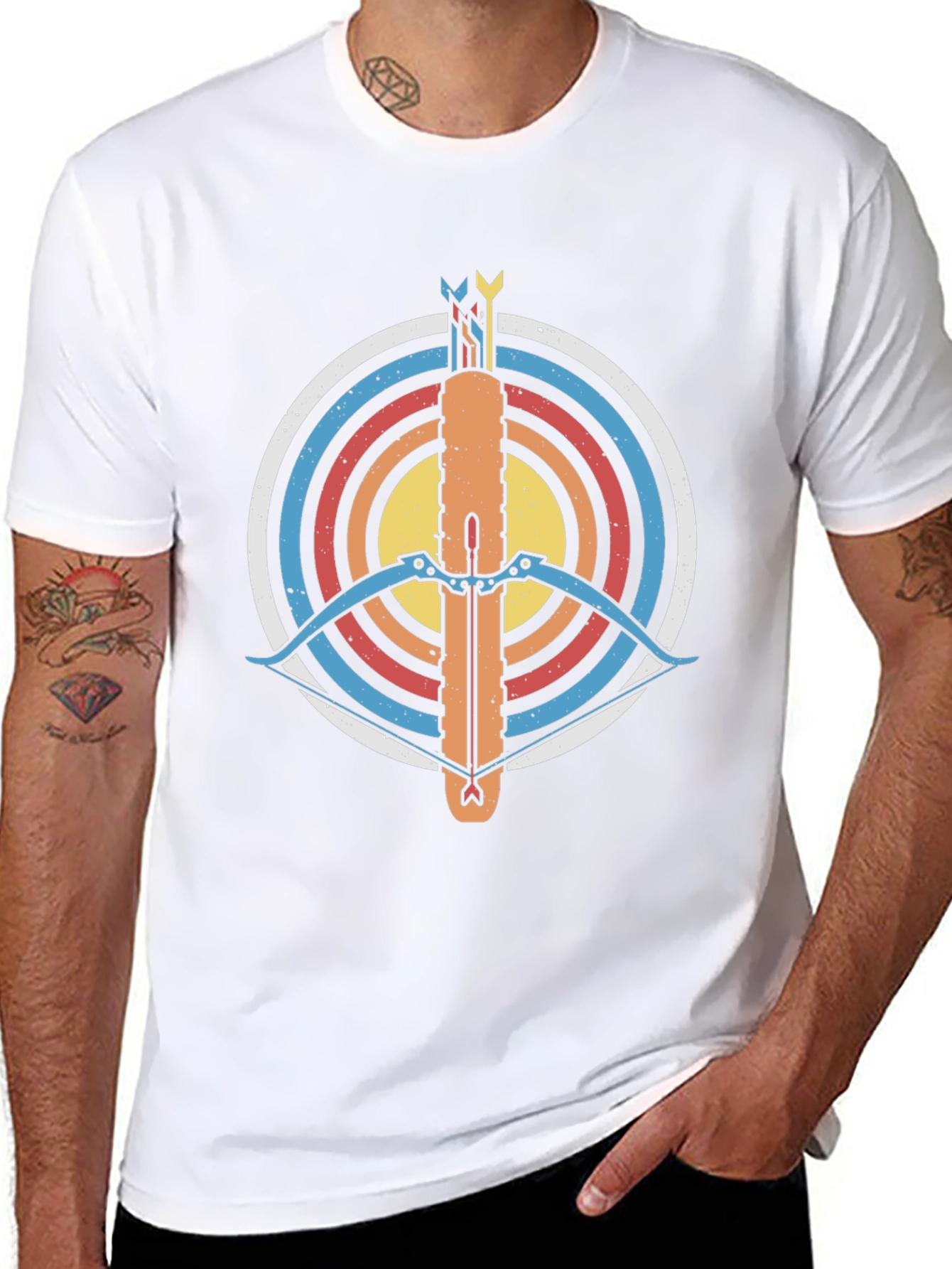Archery Retro Graphic Tee - Black Cotton T-Shirt