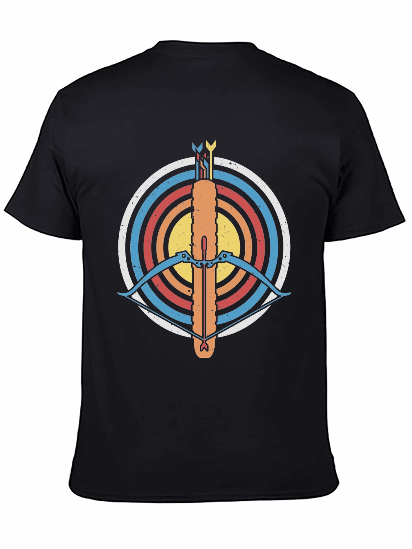 Archery Retro Graphic Tee - Black Cotton T-Shirt