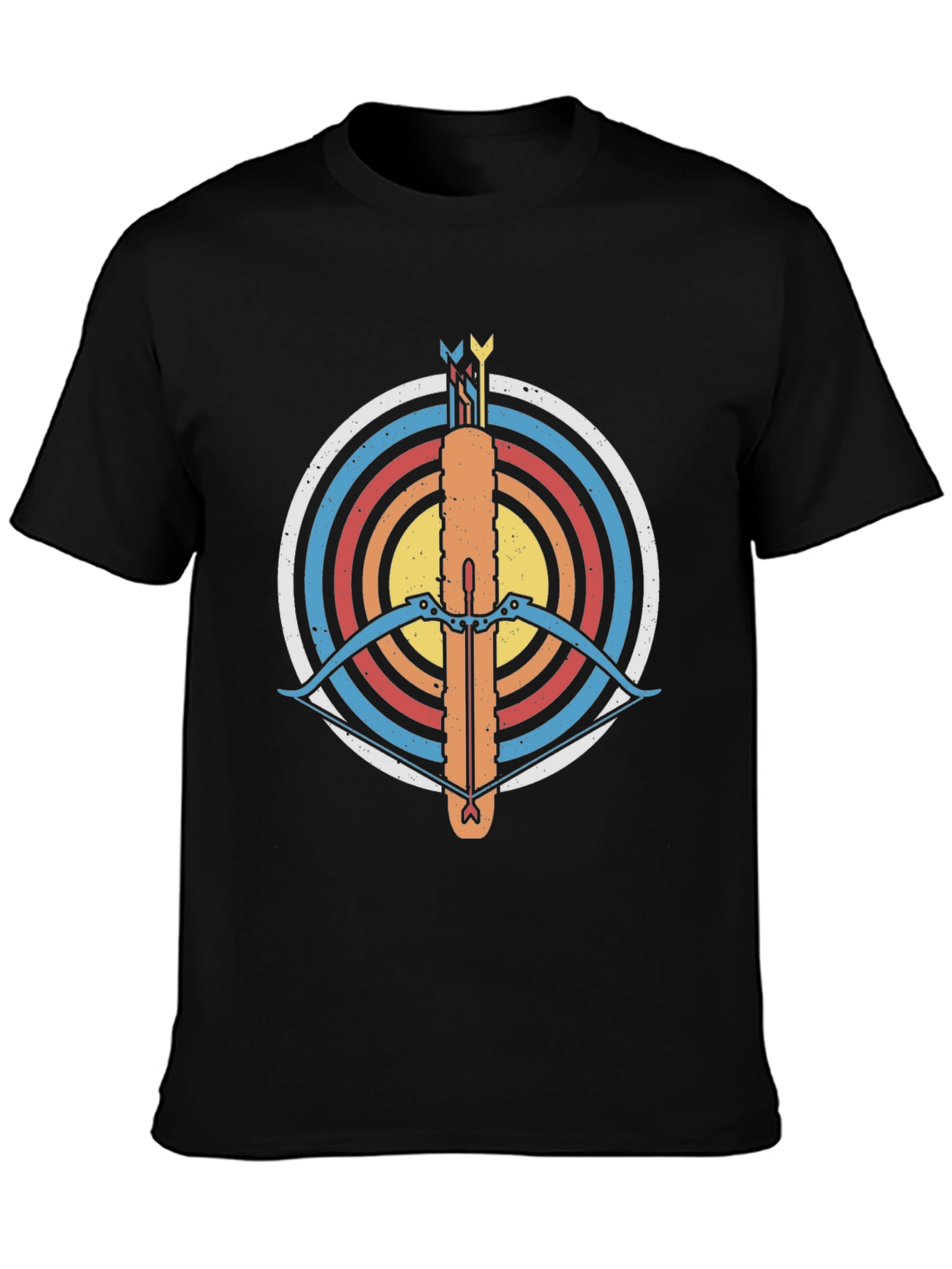 Archery Retro Graphic Tee - Black Cotton T-Shirt