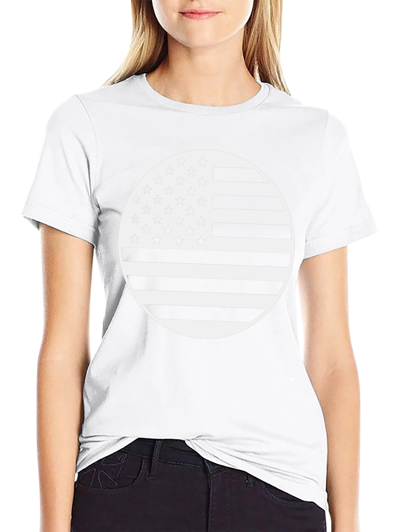 American Flag Circle Graphic Tee - Black