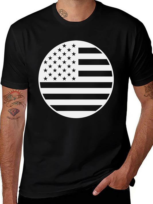 American Flag Circle Graphic Tee - Black