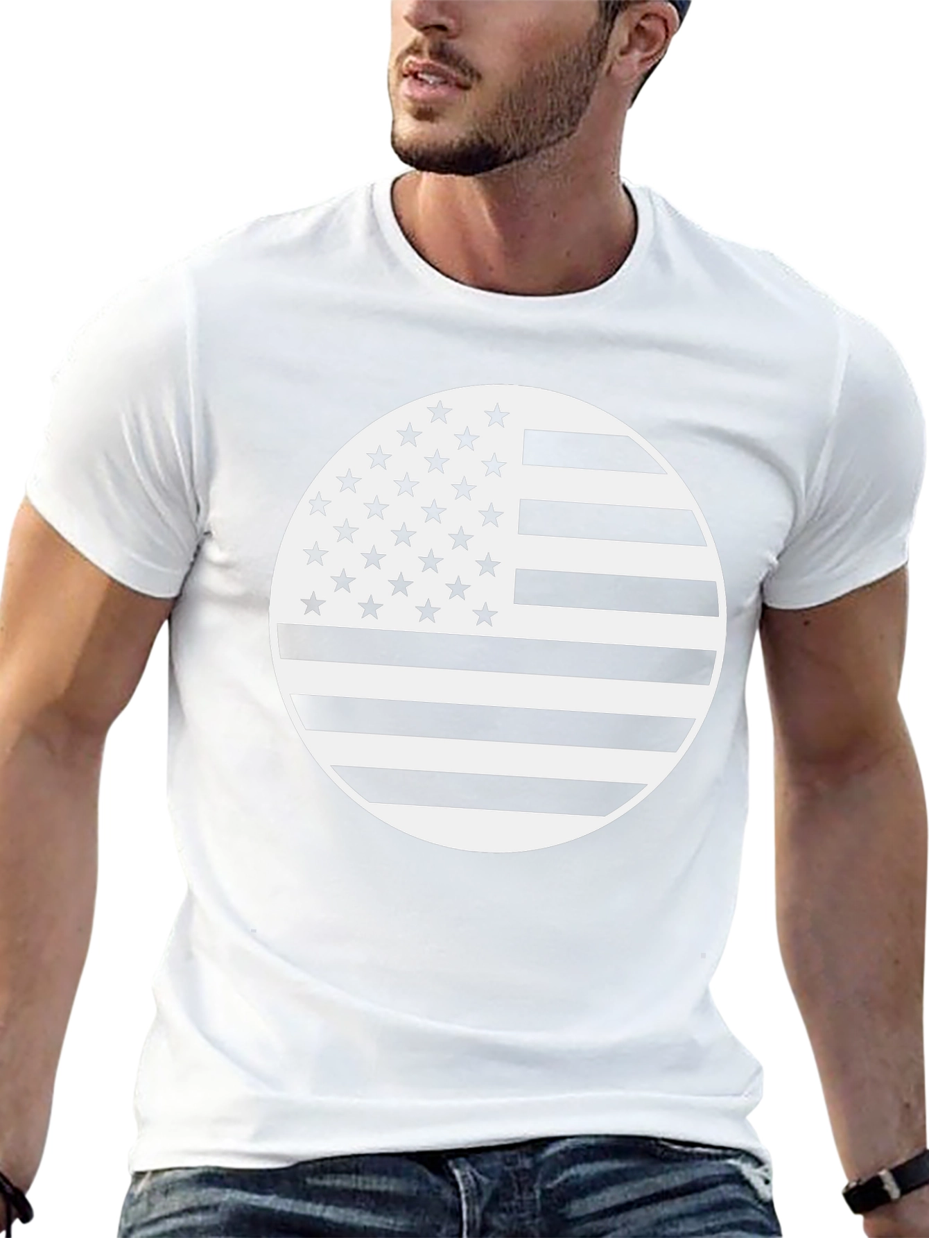 American Flag Circle Graphic Tee - Black