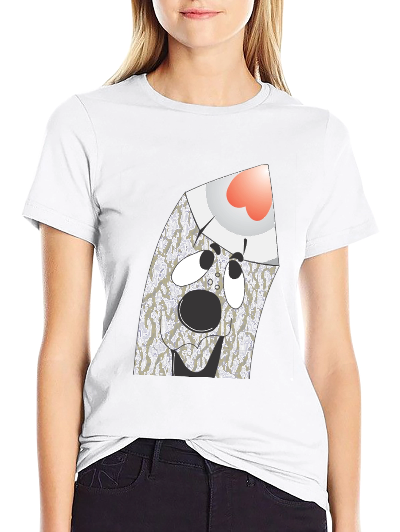 Surprised Ghost Graphic Tee - Black Cotton Blend