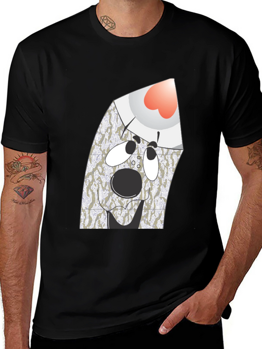 Surprised Ghost Graphic Tee - Black Cotton Blend
