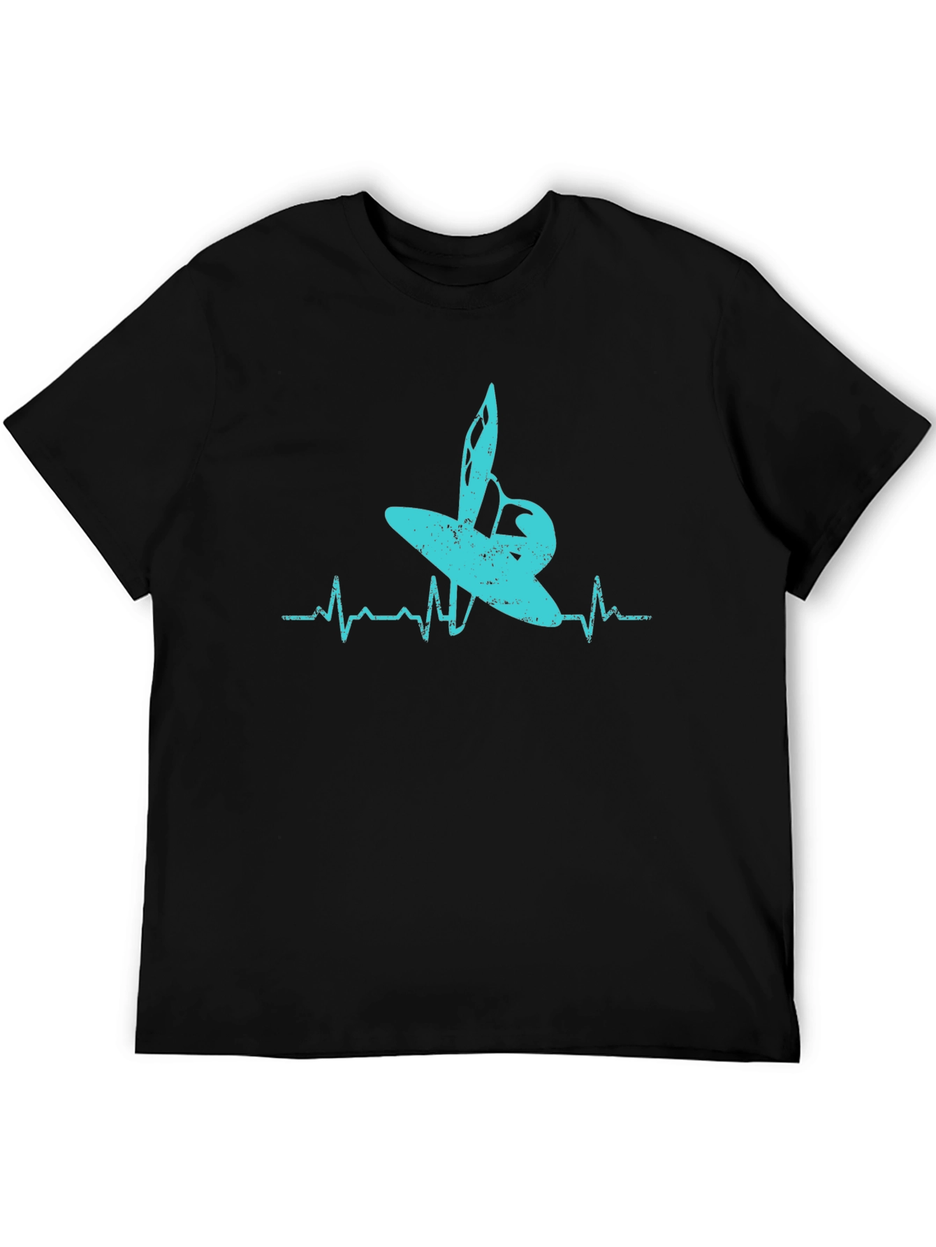 Surfing Heartbeat Graphic Tee - Black