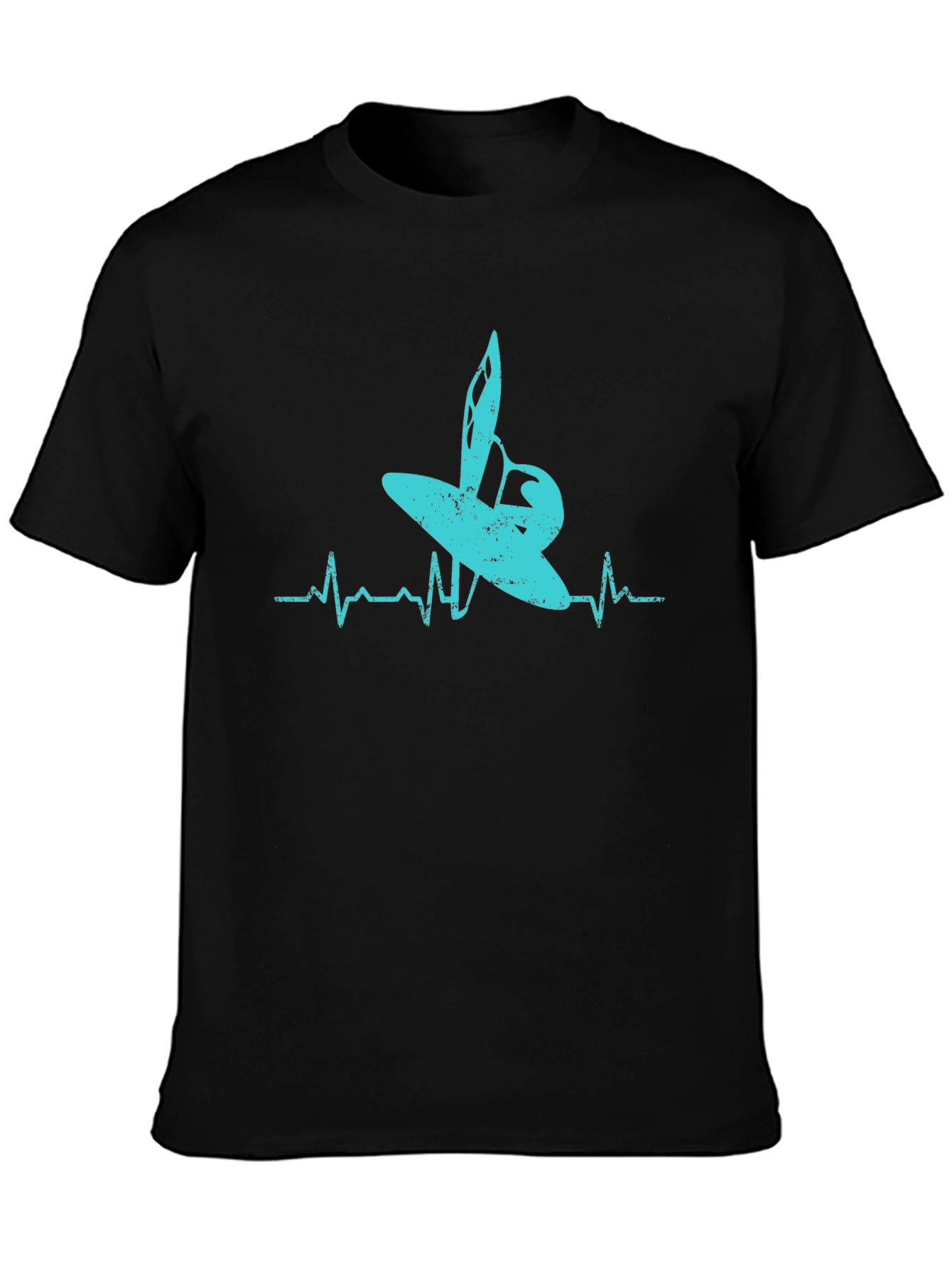Surfing Heartbeat Graphic Tee - Black