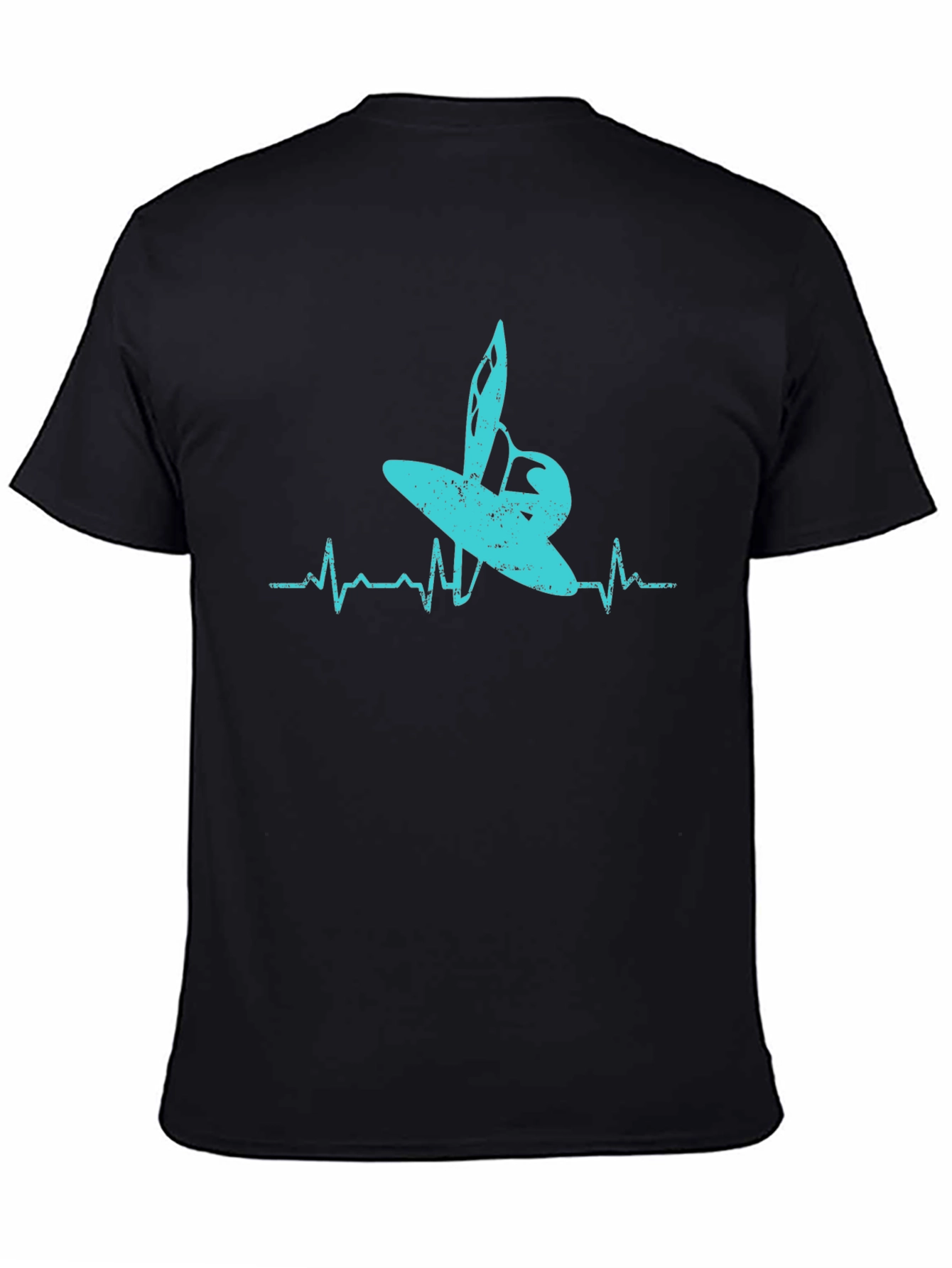 Surfing Heartbeat Graphic Tee - Black
