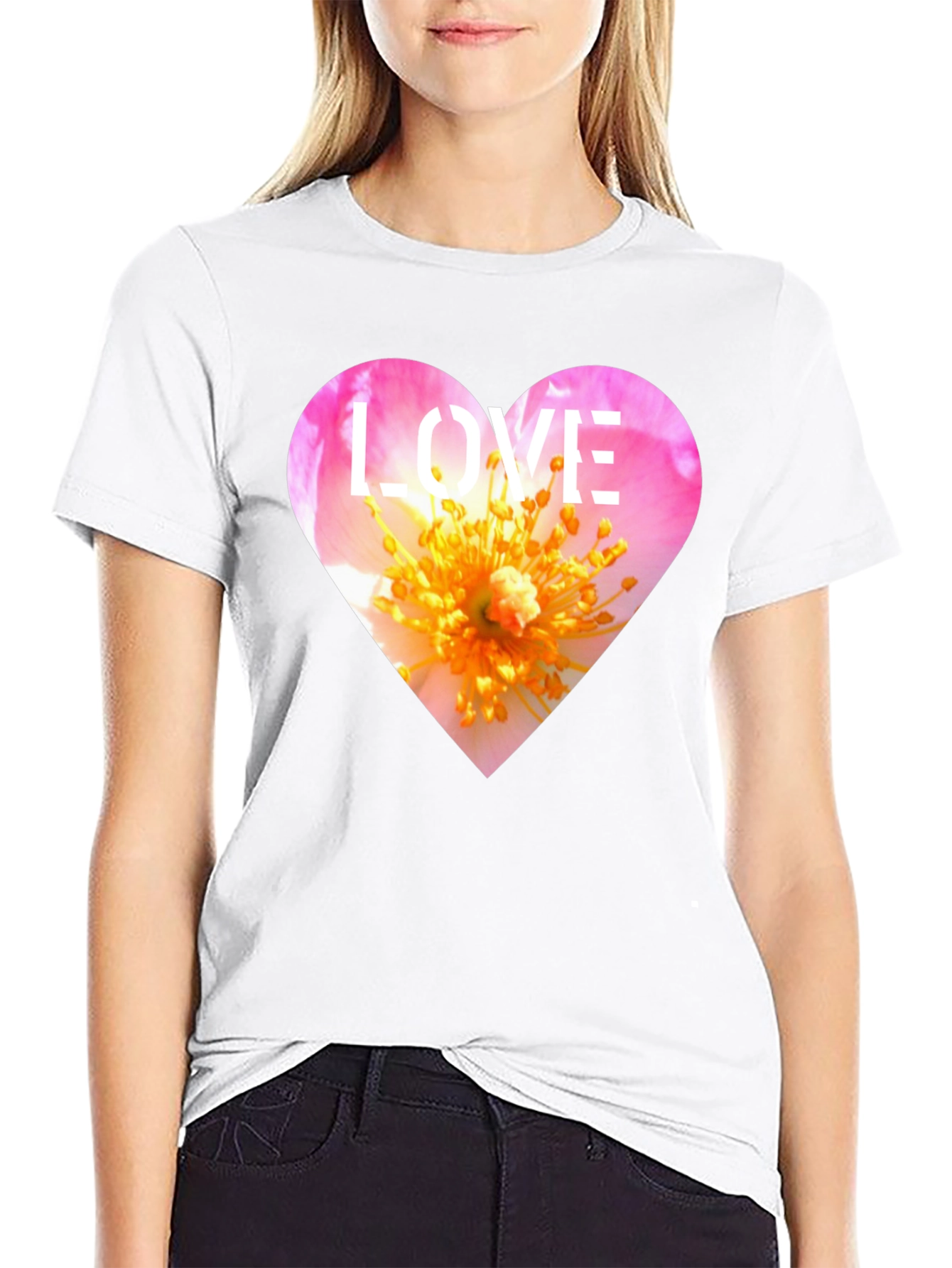 Love Heart Floral T-Shirt - Stylish Graphic Tee