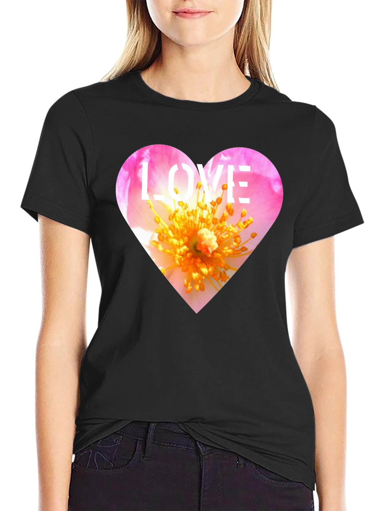 Love Heart Floral T-Shirt - Stylish Graphic Tee