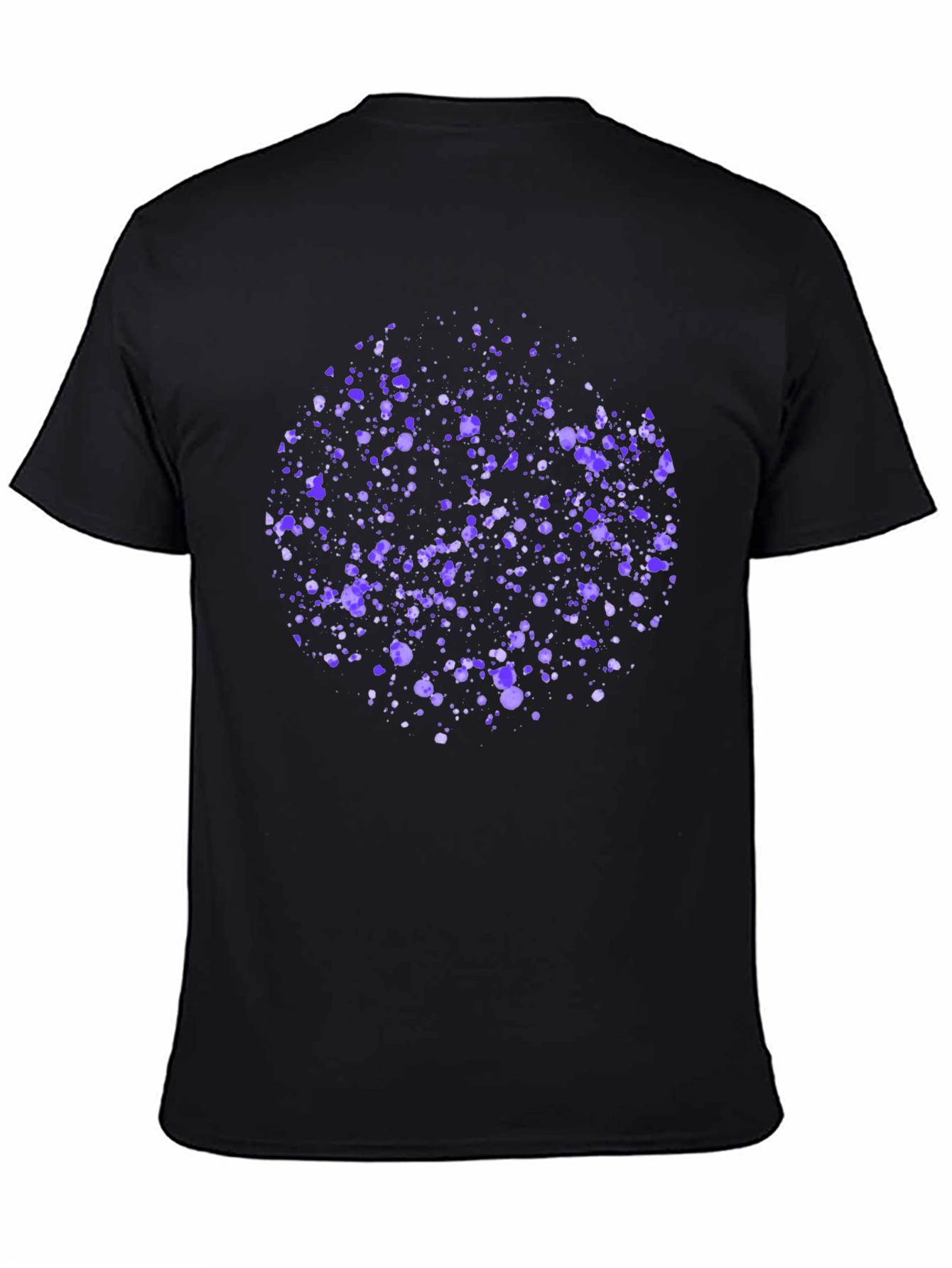 Abstract Purple Splatter Print Black T-Shirt