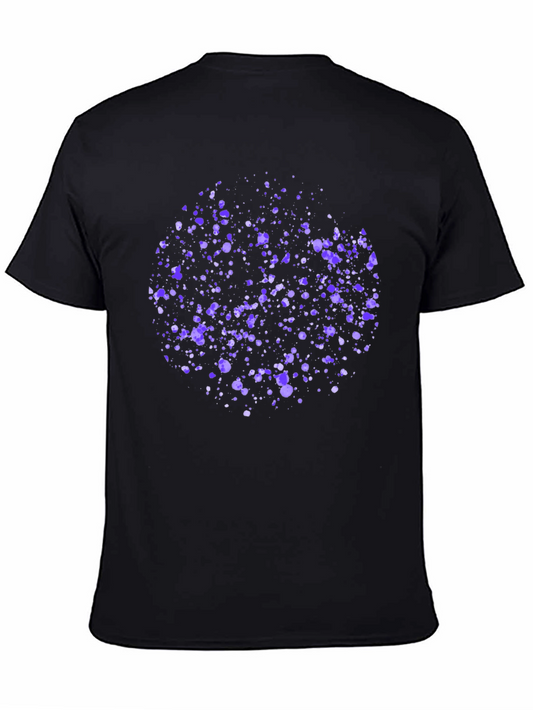 Abstract Purple Splatter Print Black T-Shirt