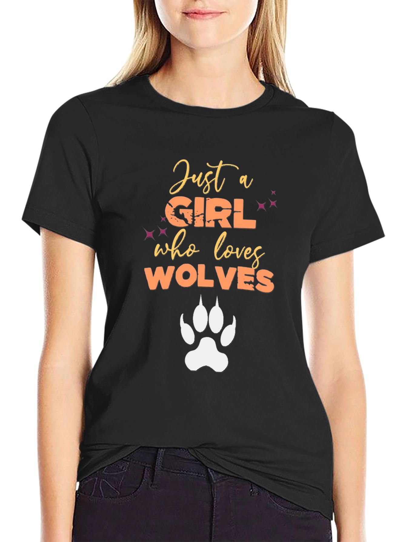 Just A Girl Who Loves Wolves Graphic T-Shirt