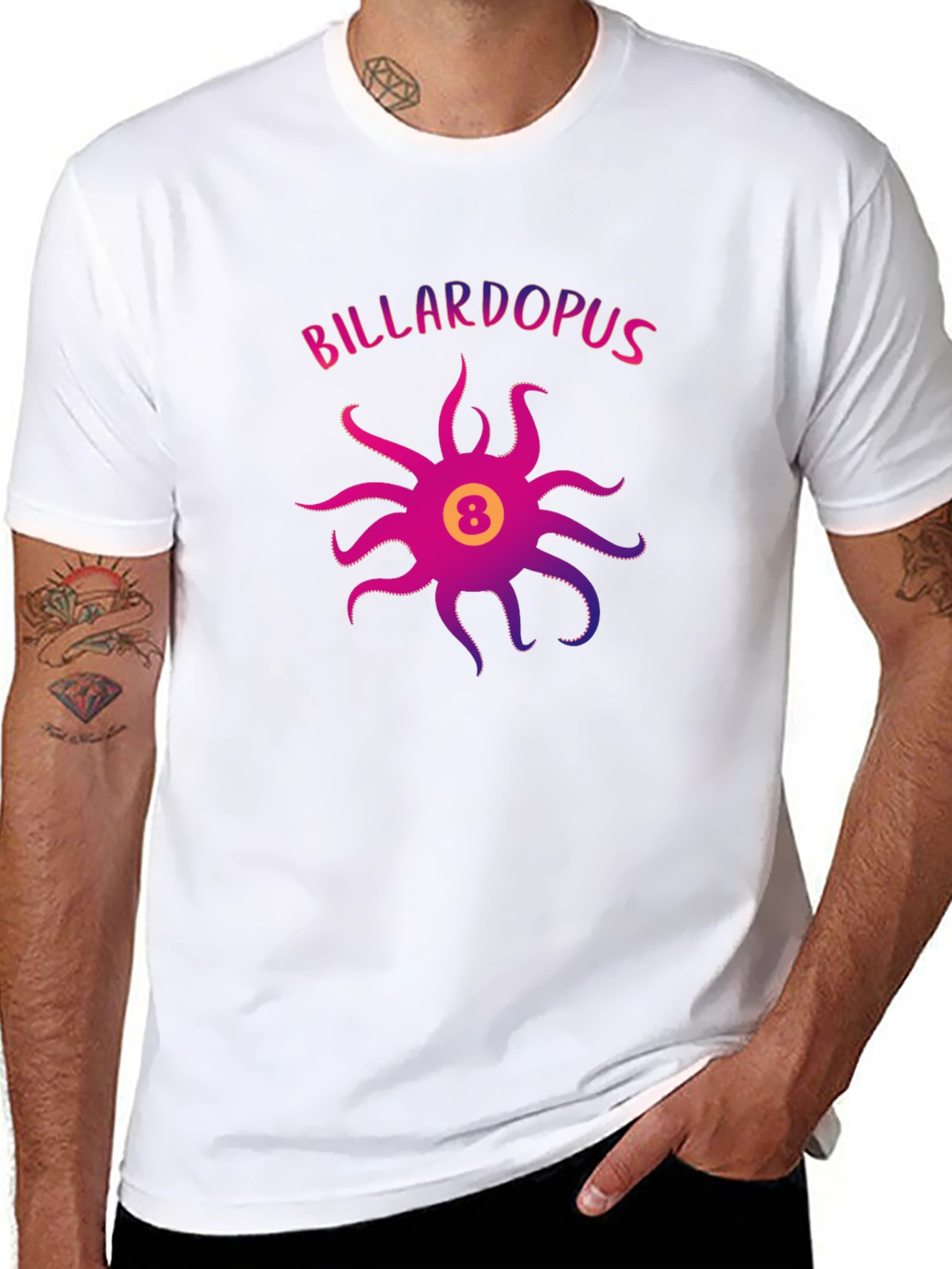 Billardopus Black T-Shirt - Octopus Billiards Design