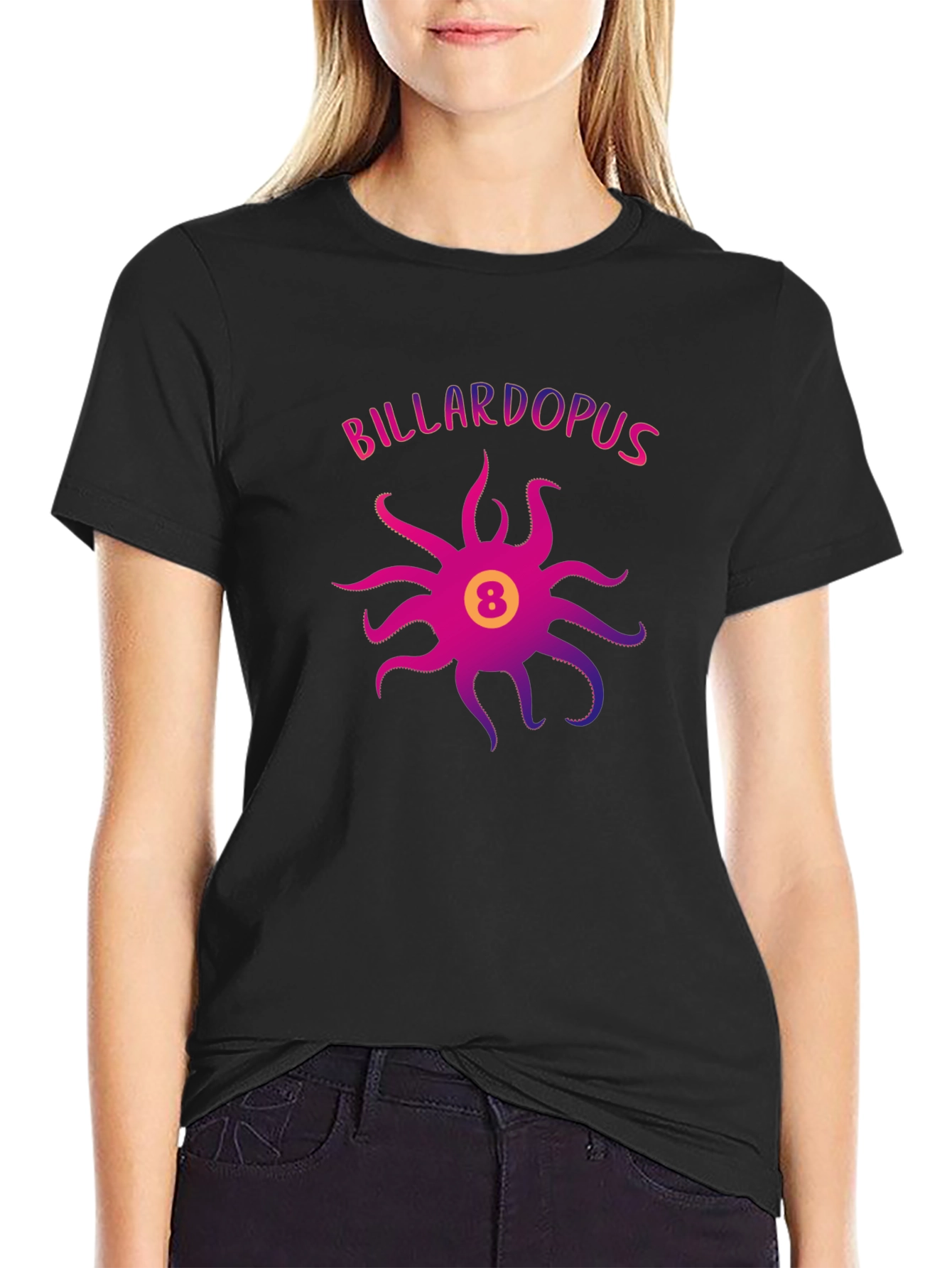 Billardopus Black T-Shirt - Octopus Billiards Design