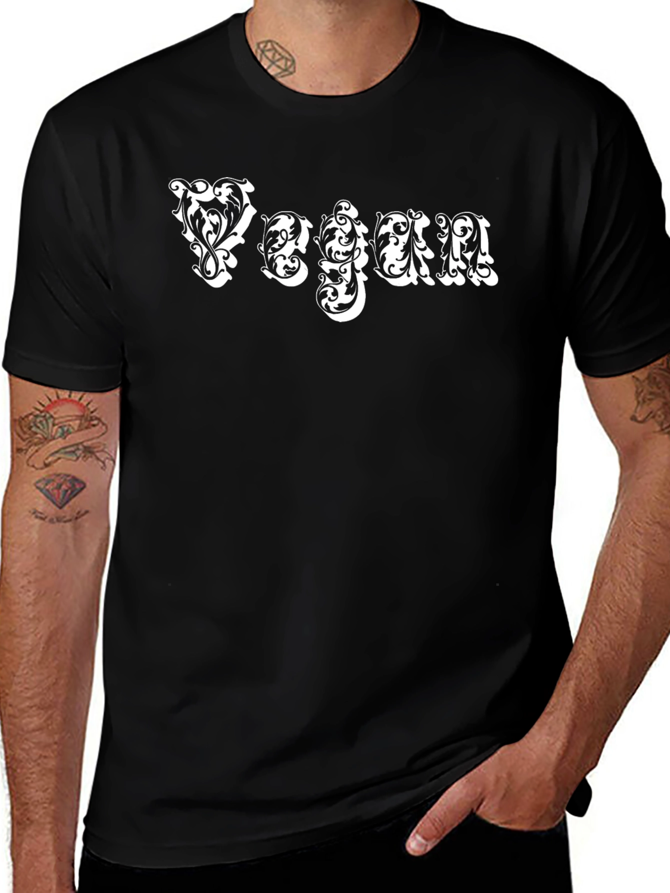 Vegan Ornate Lettering Graphic Tee