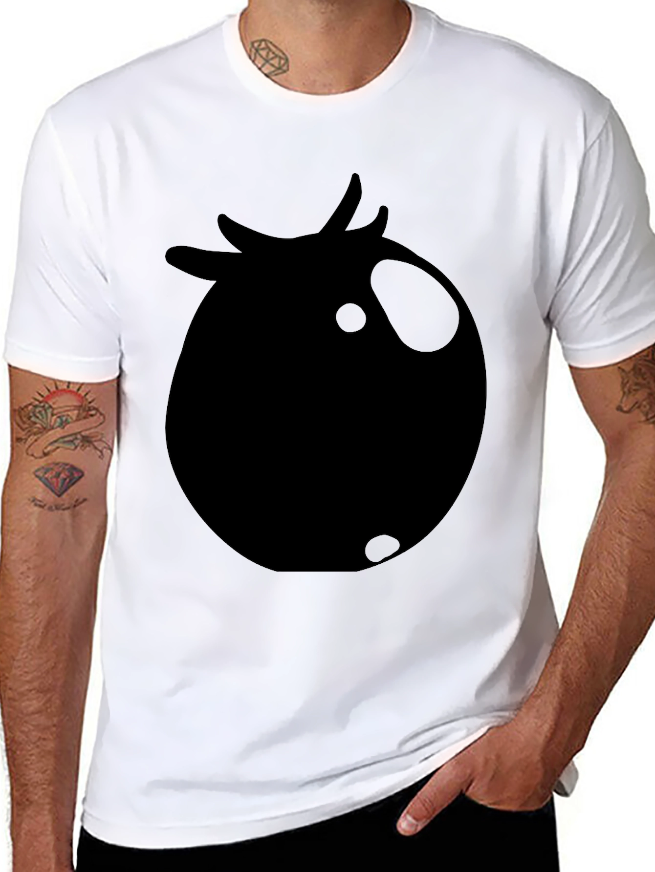 Black T-Shirt with Tomato Graphic Print