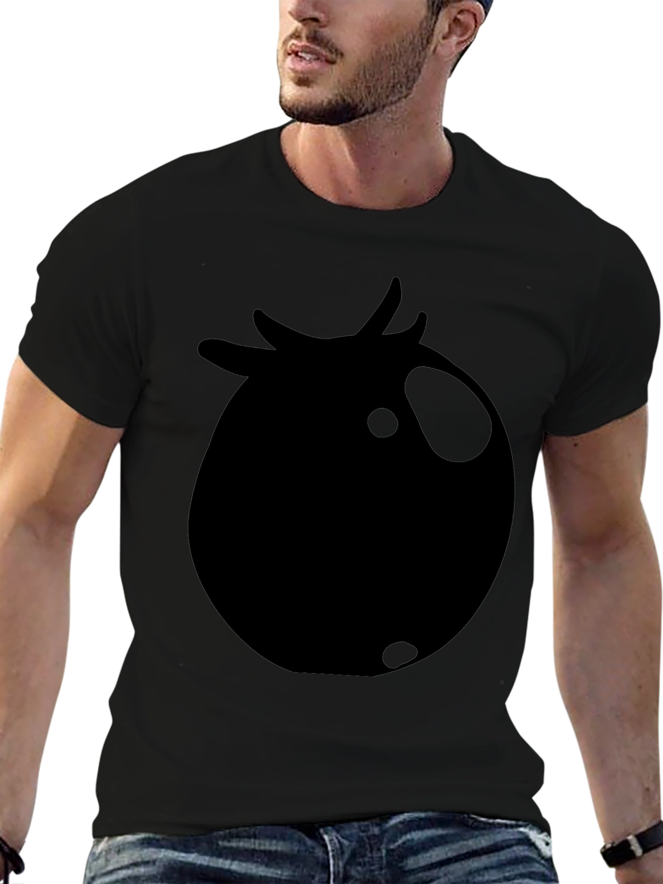 Black T-Shirt with Tomato Graphic Print