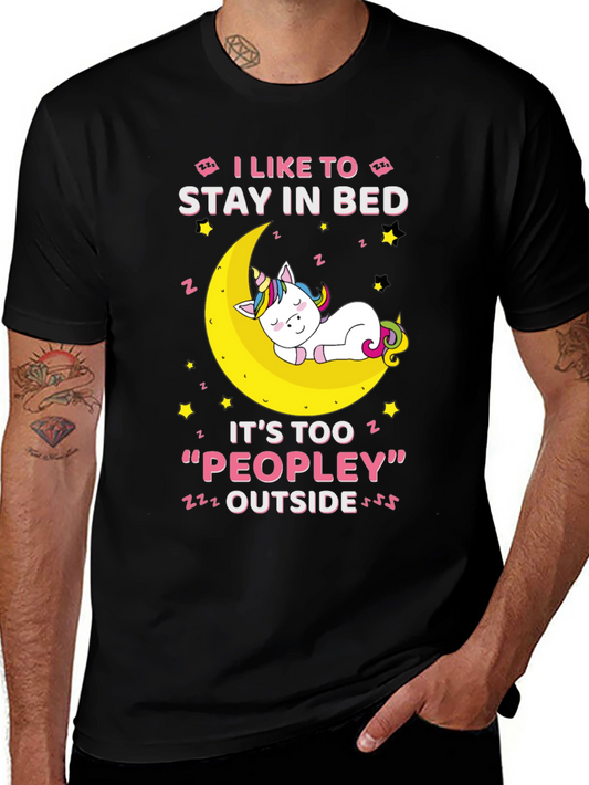 Unicorn Sleeping on Moon T-Shirt - Stay in Bed
