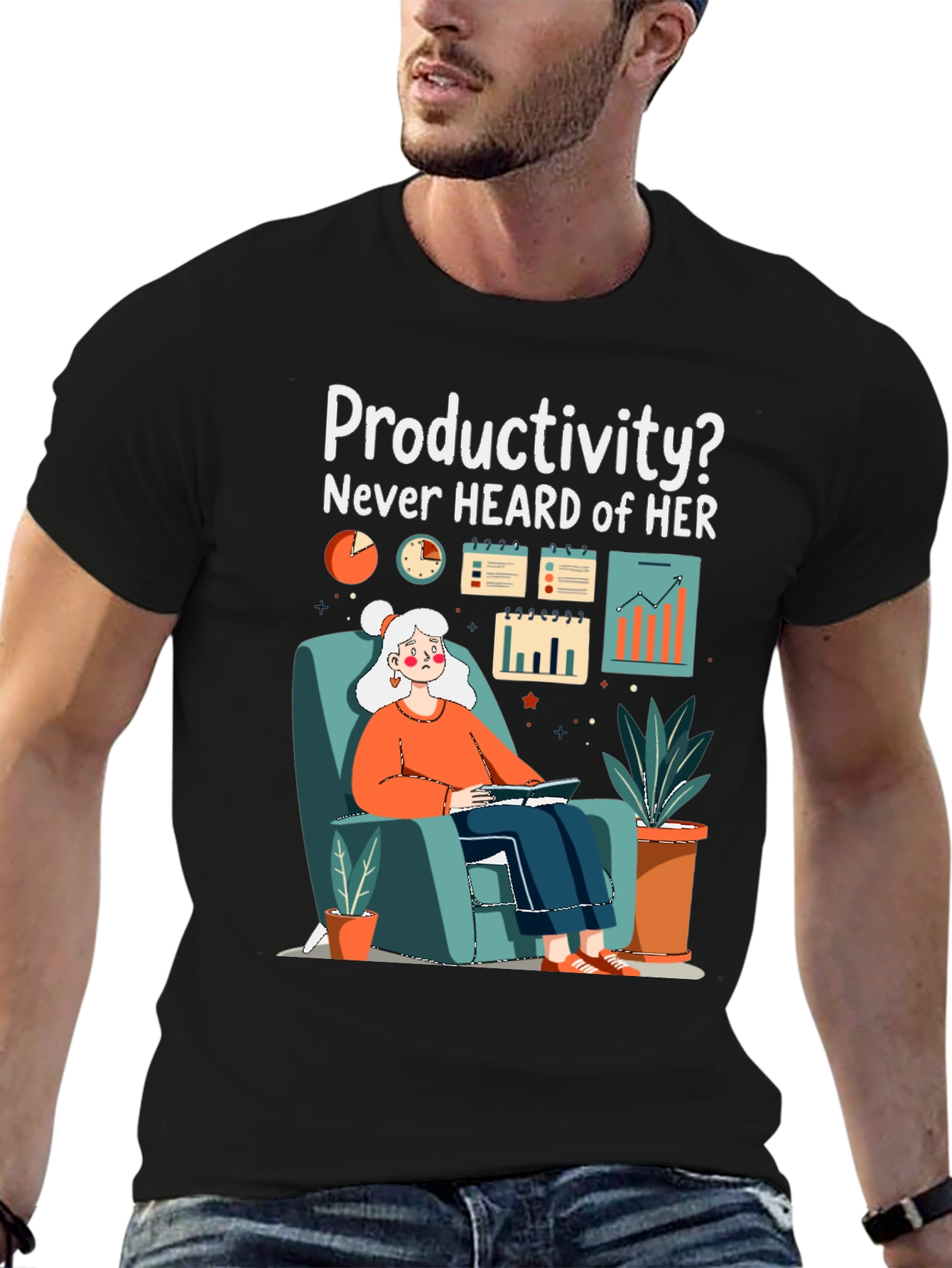 Lazy Day Tee - Productivity? Never Heard of Her