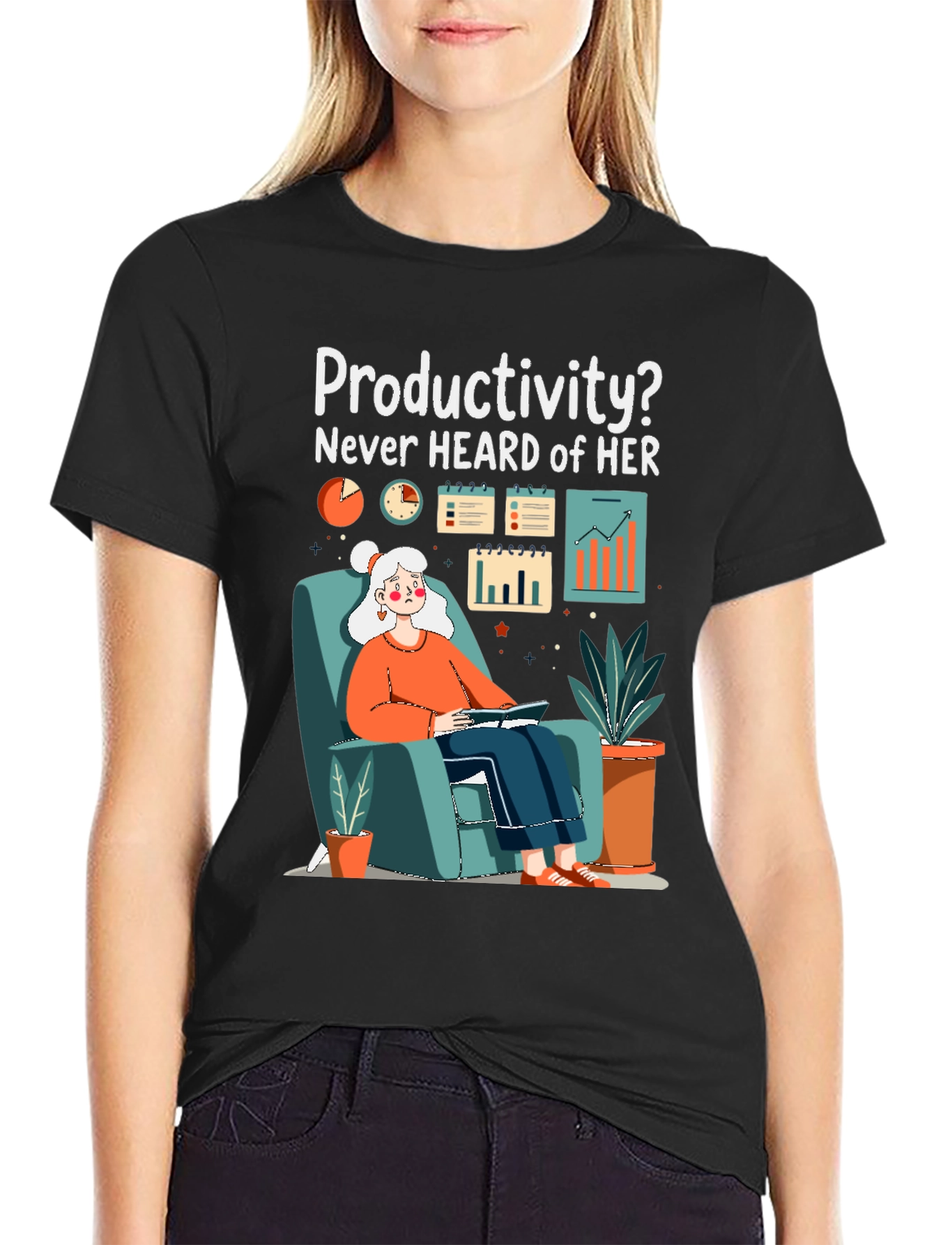 Lazy Day Tee - Productivity? Never Heard of Her