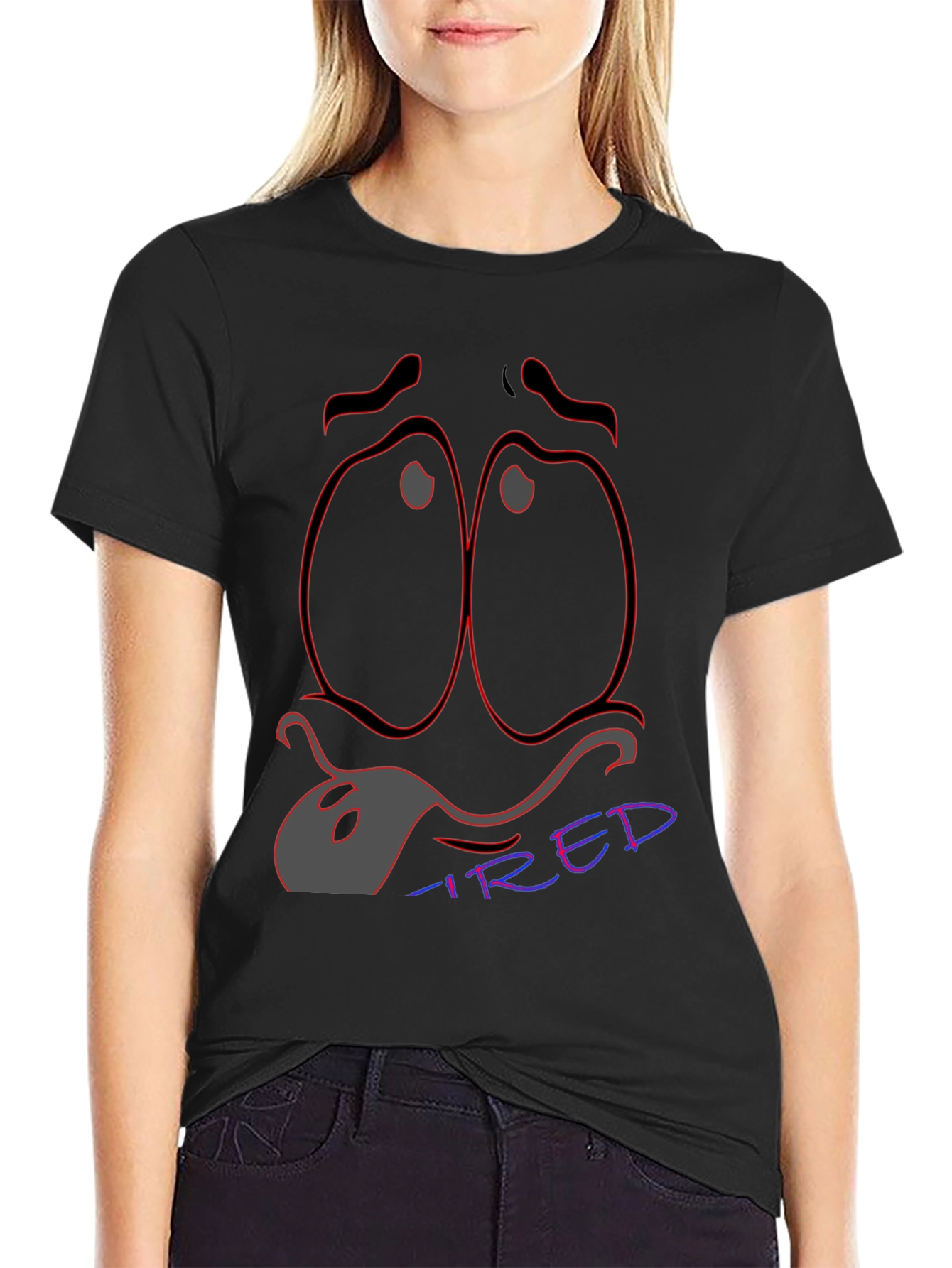 Tired Expression T-Shirt - Unique Graphic Tee