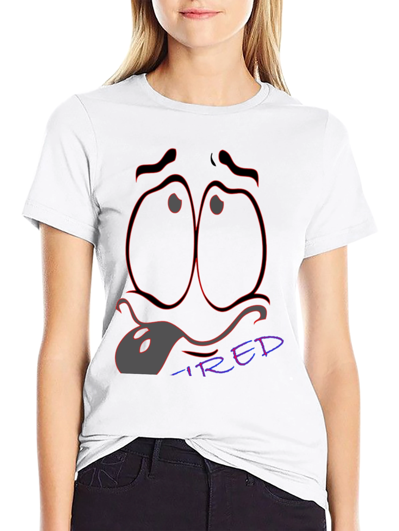 Tired Expression T-Shirt - Unique Graphic Tee