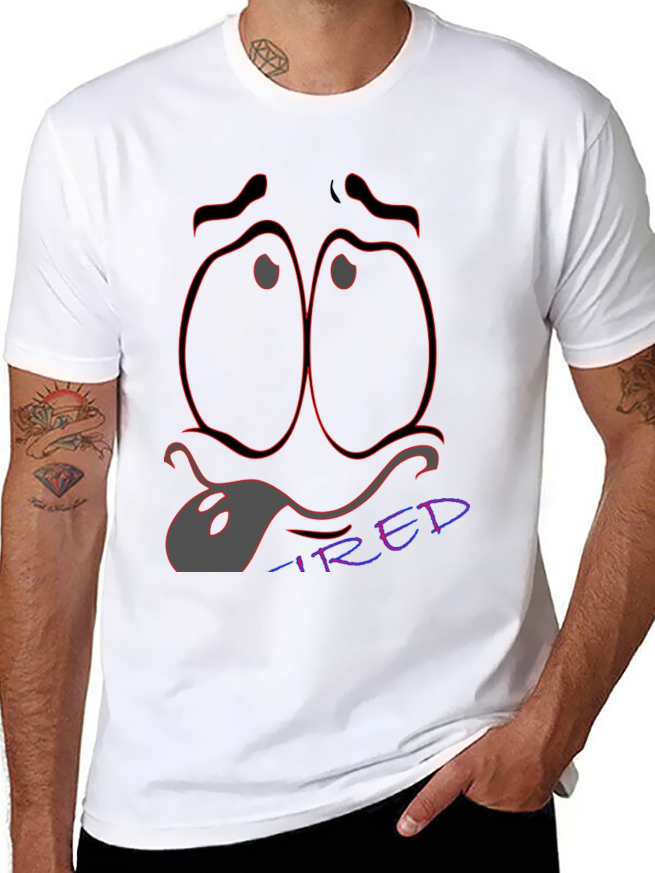 Tired Expression T-Shirt - Unique Graphic Tee