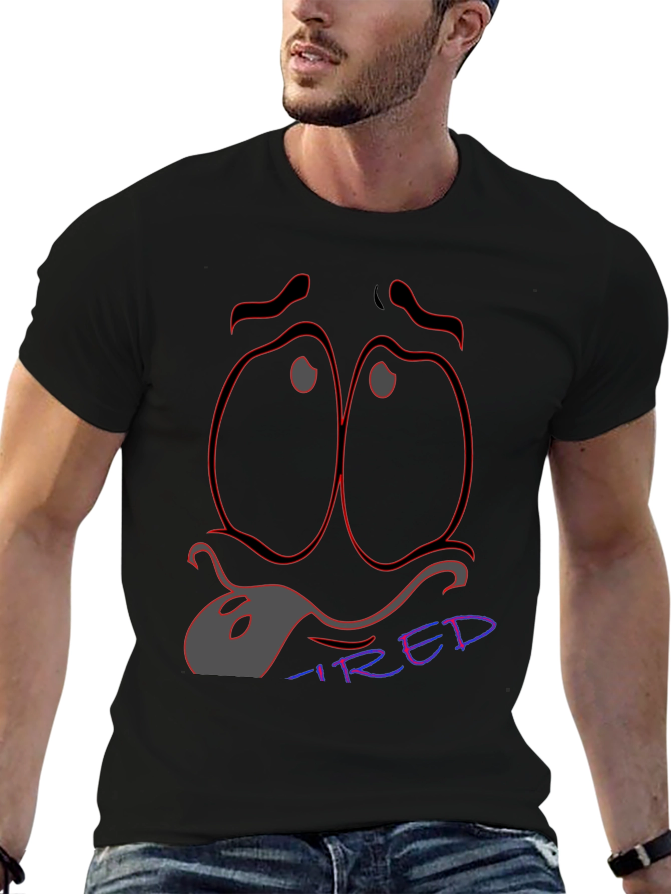 Tired Expression T-Shirt - Unique Graphic Tee
