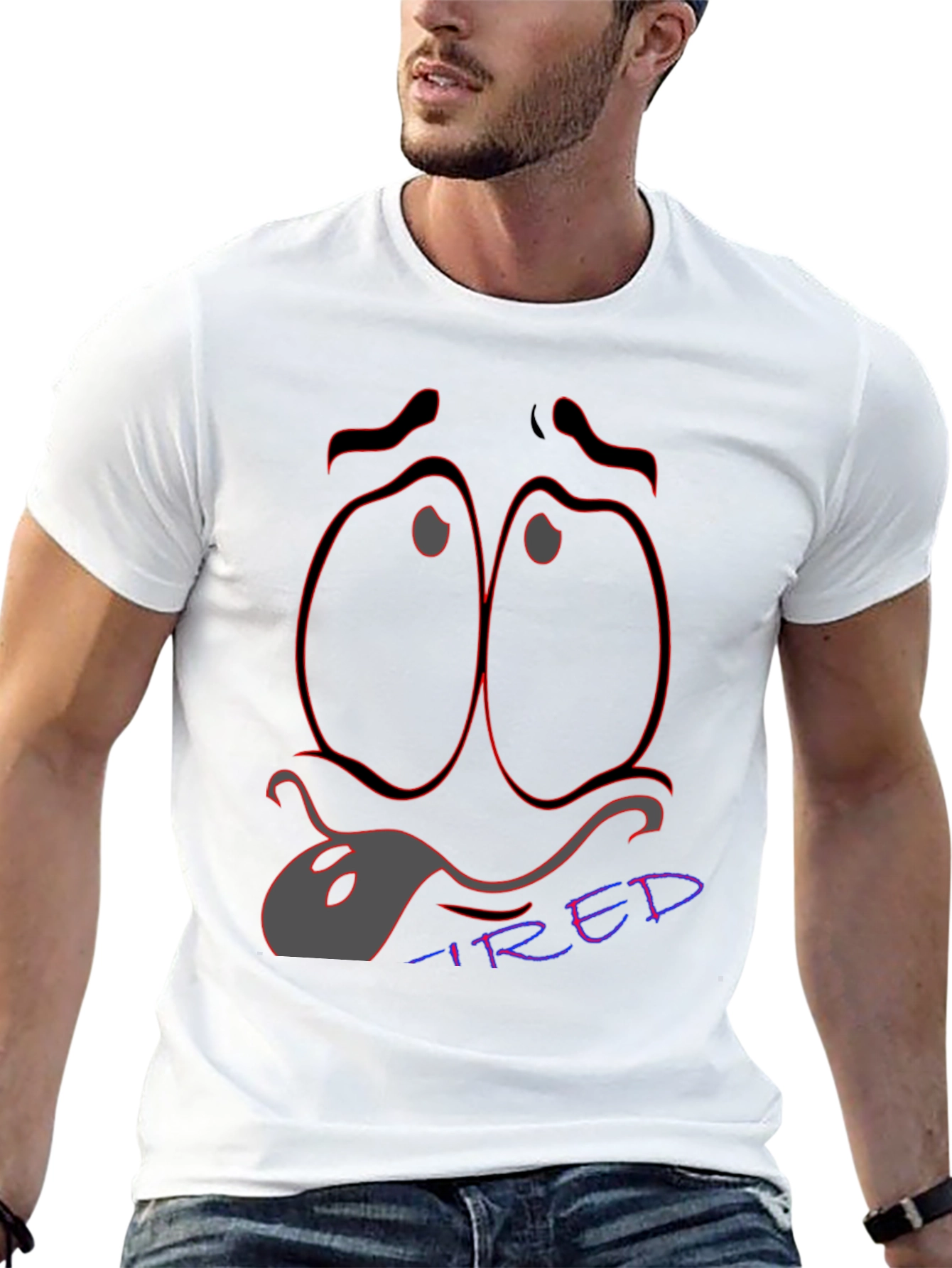 Tired Expression T-Shirt - Unique Graphic Tee