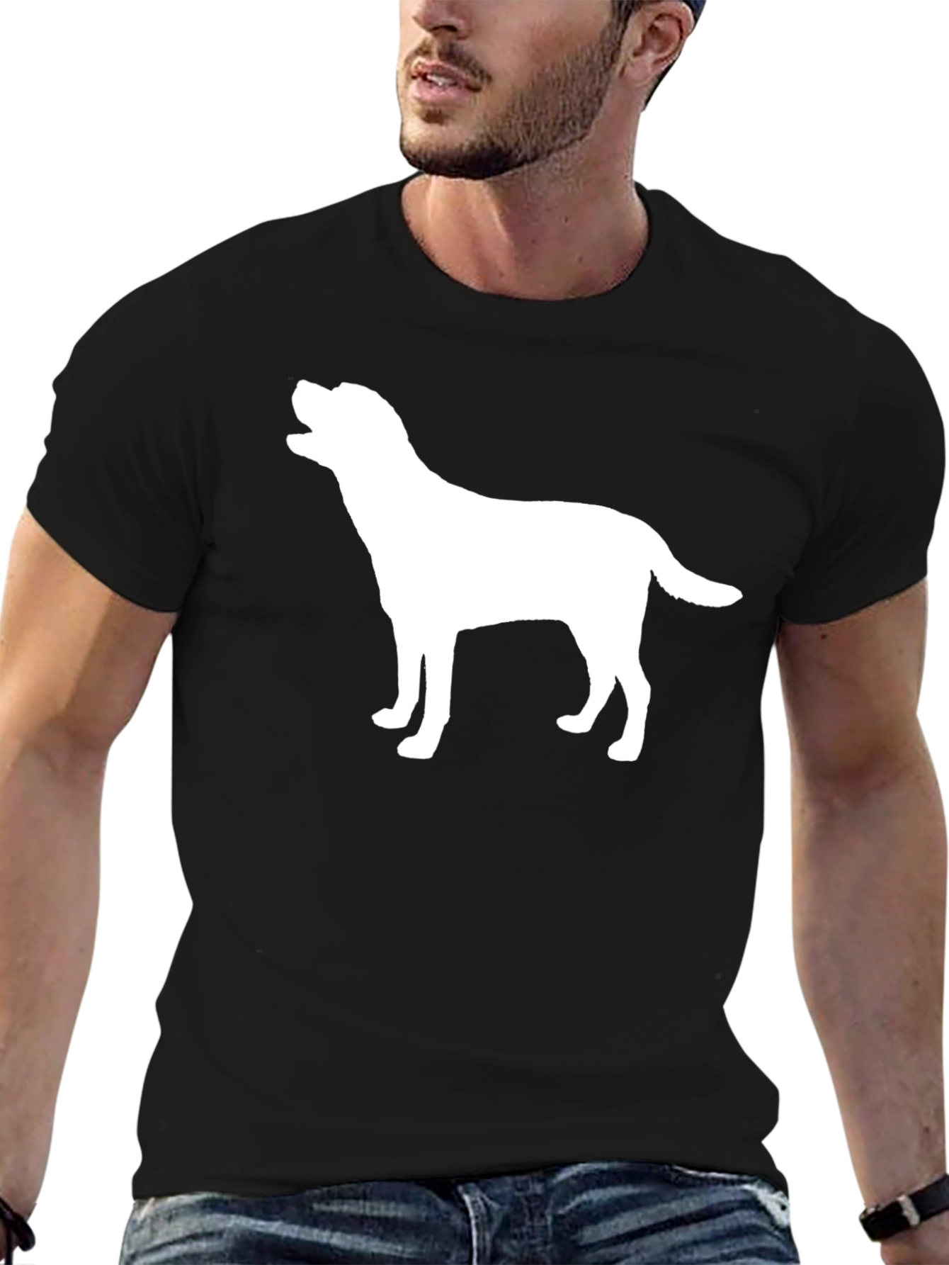 Dog Silhouette Graphic Tee - Black