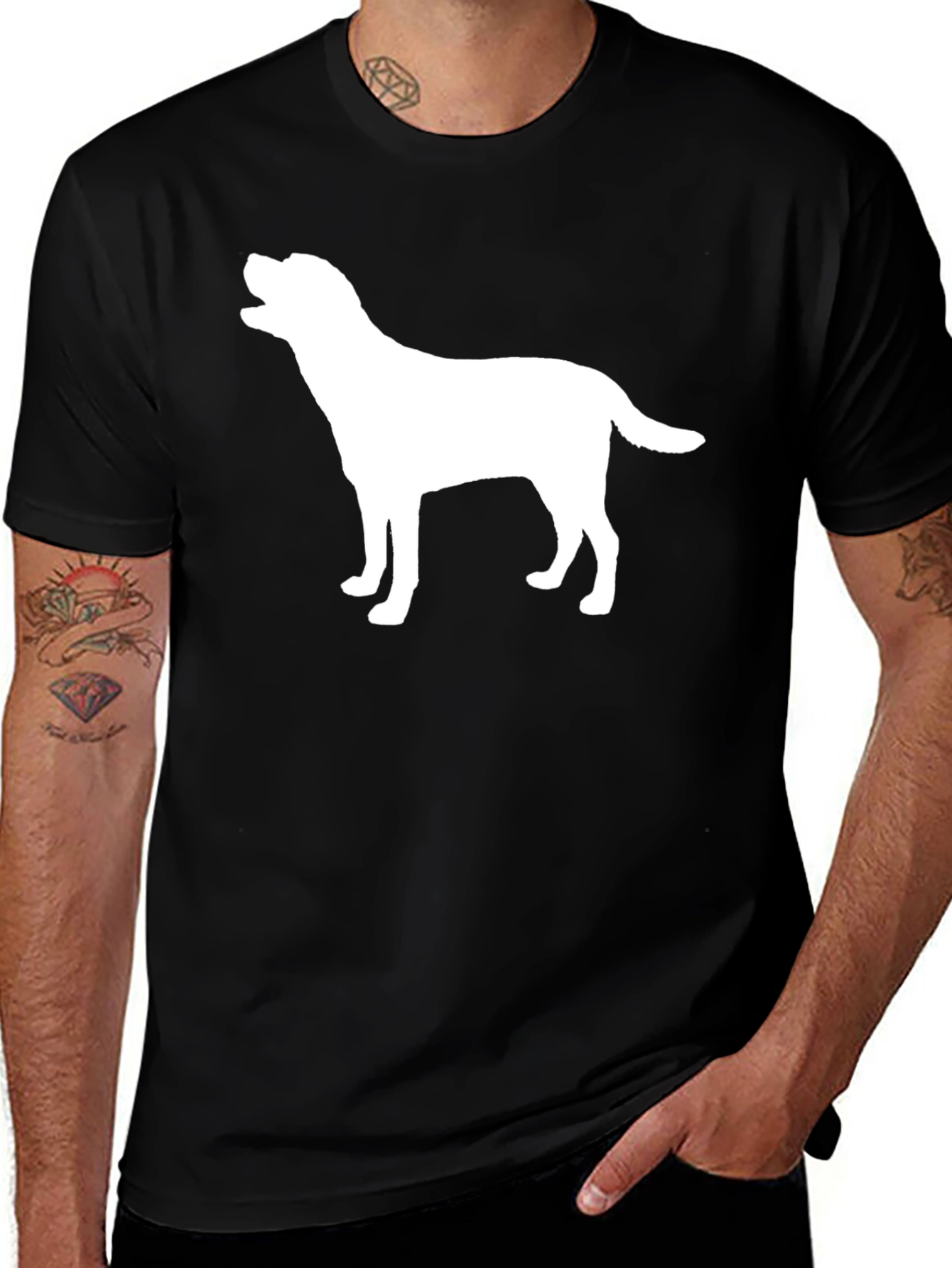 Dog Silhouette Graphic Tee - Black