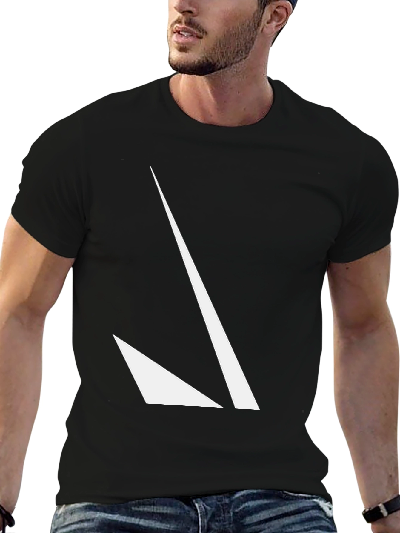Abstract Graphic Print Black Tee