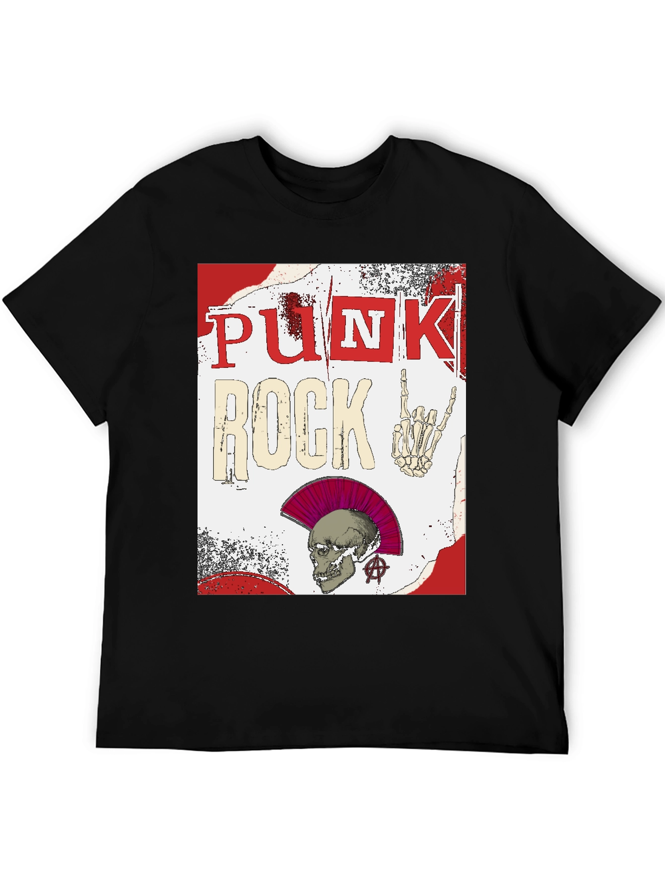 Punk Rock Graphic Tee - Edgy Skull Design