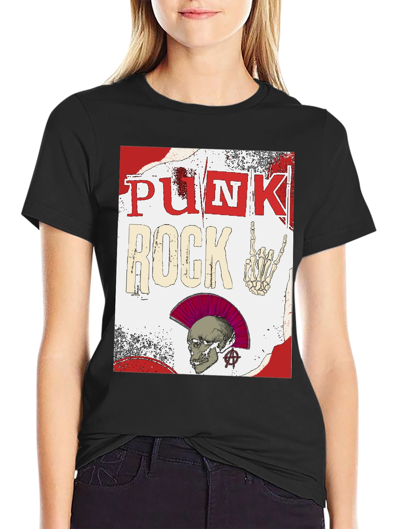Punk Rock Graphic Tee - Edgy Skull Design