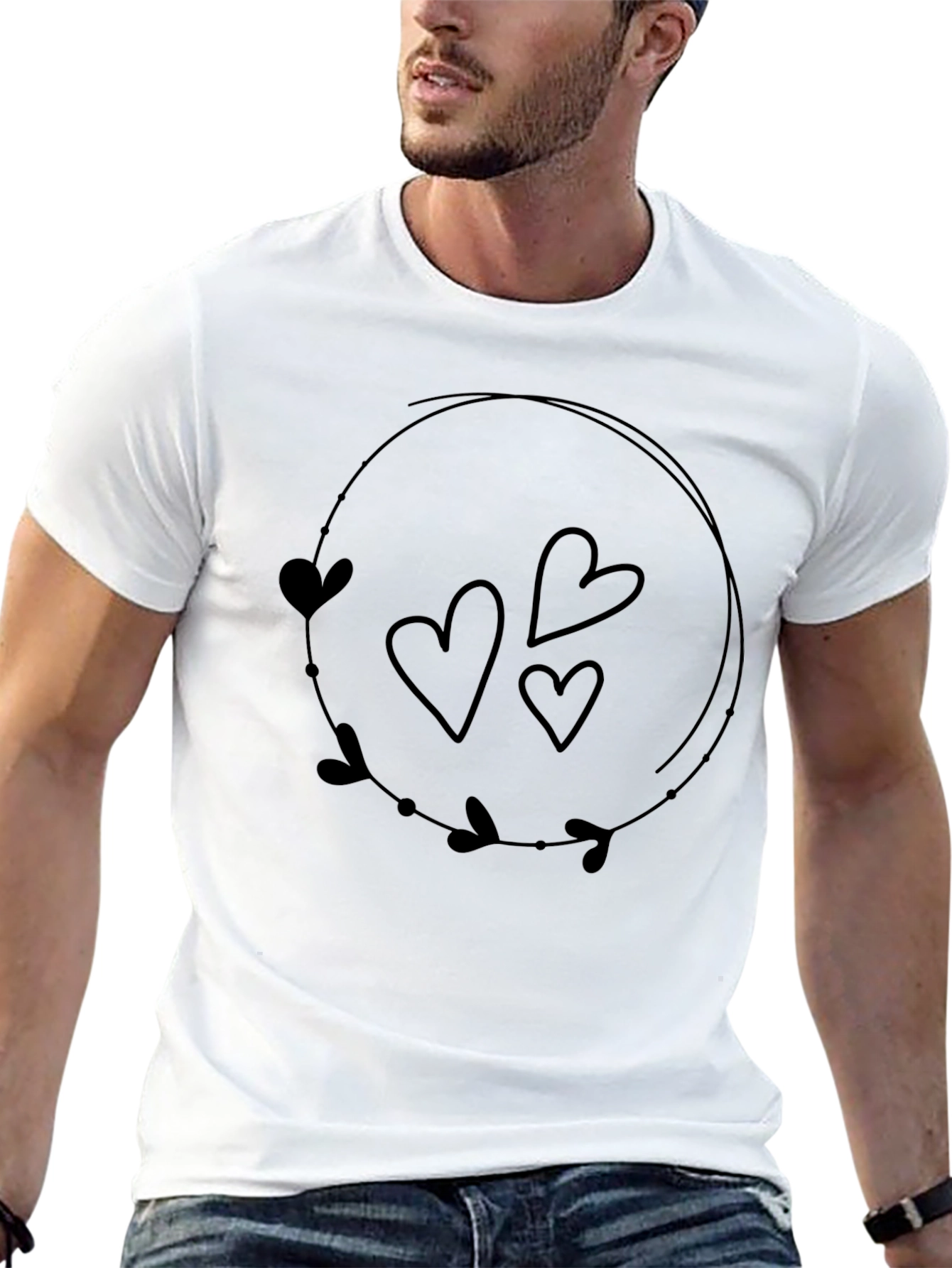 Heart Wreath Graphic Tee - Stylish Casual Top