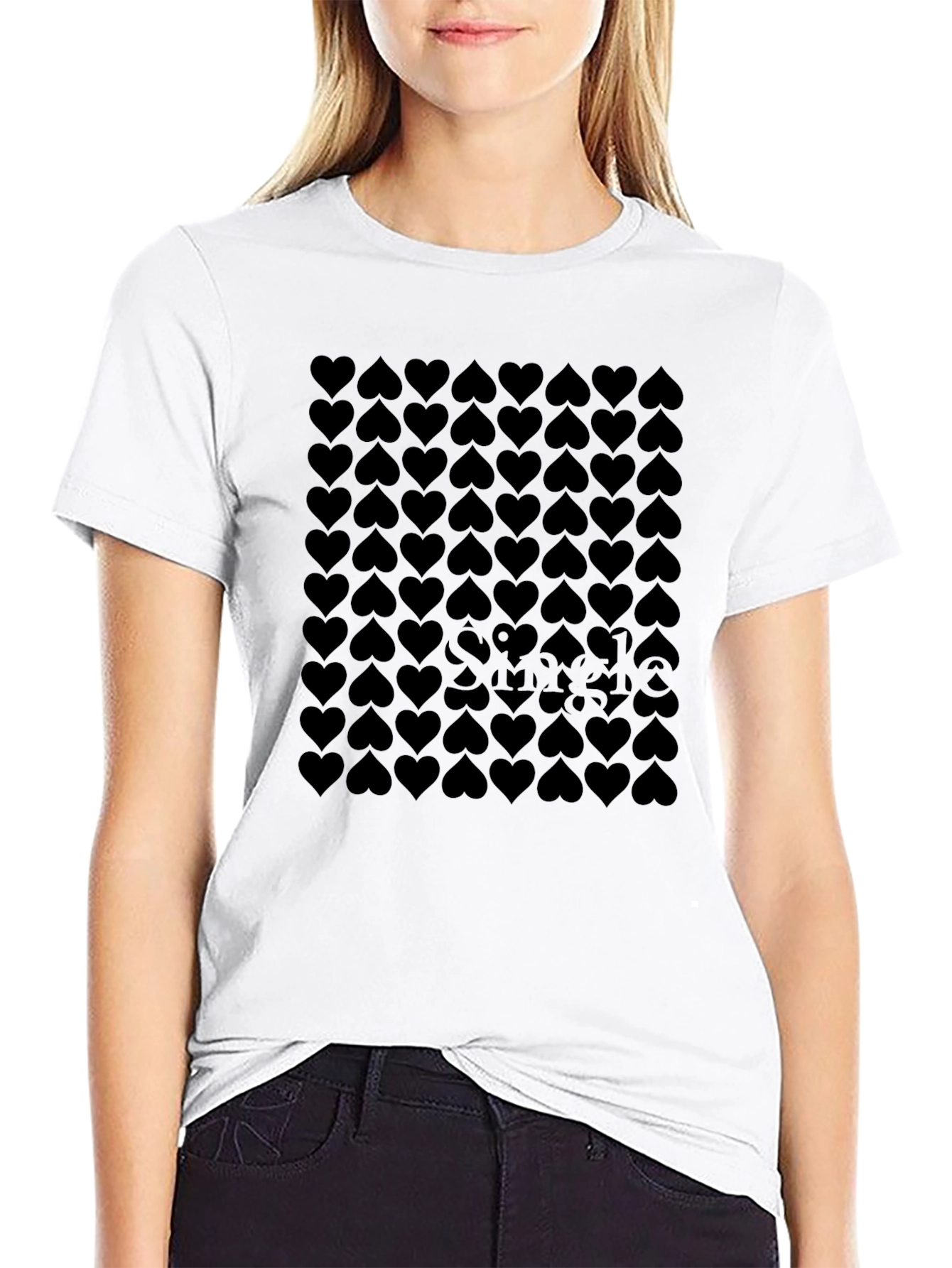 Heart Pattern Crew Neck T-Shirt - Modern Graphic Tee