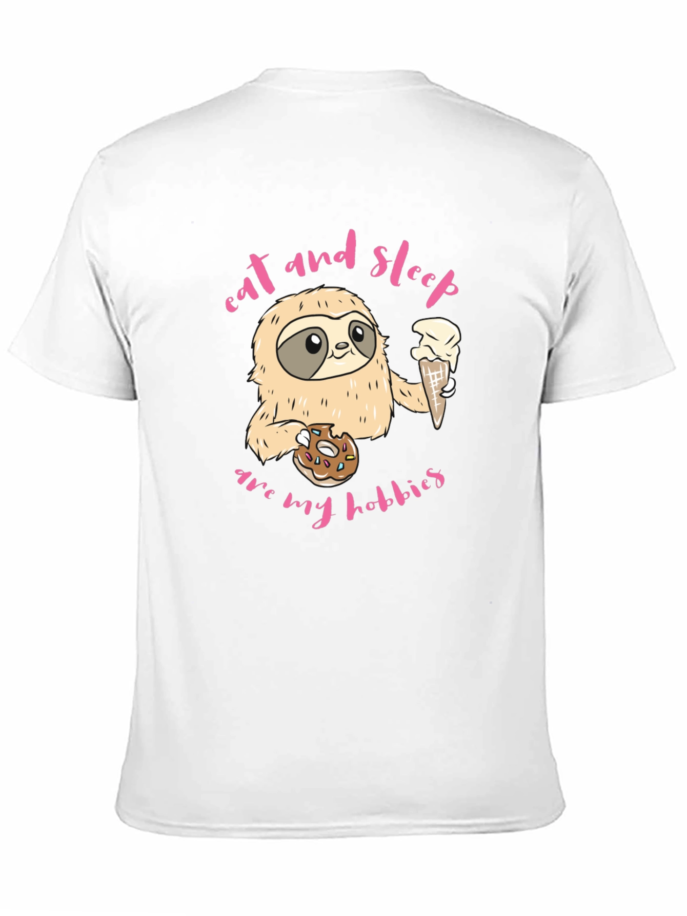 Sloth Eat Sleep Hobbies Black Graphic Tee Shirt