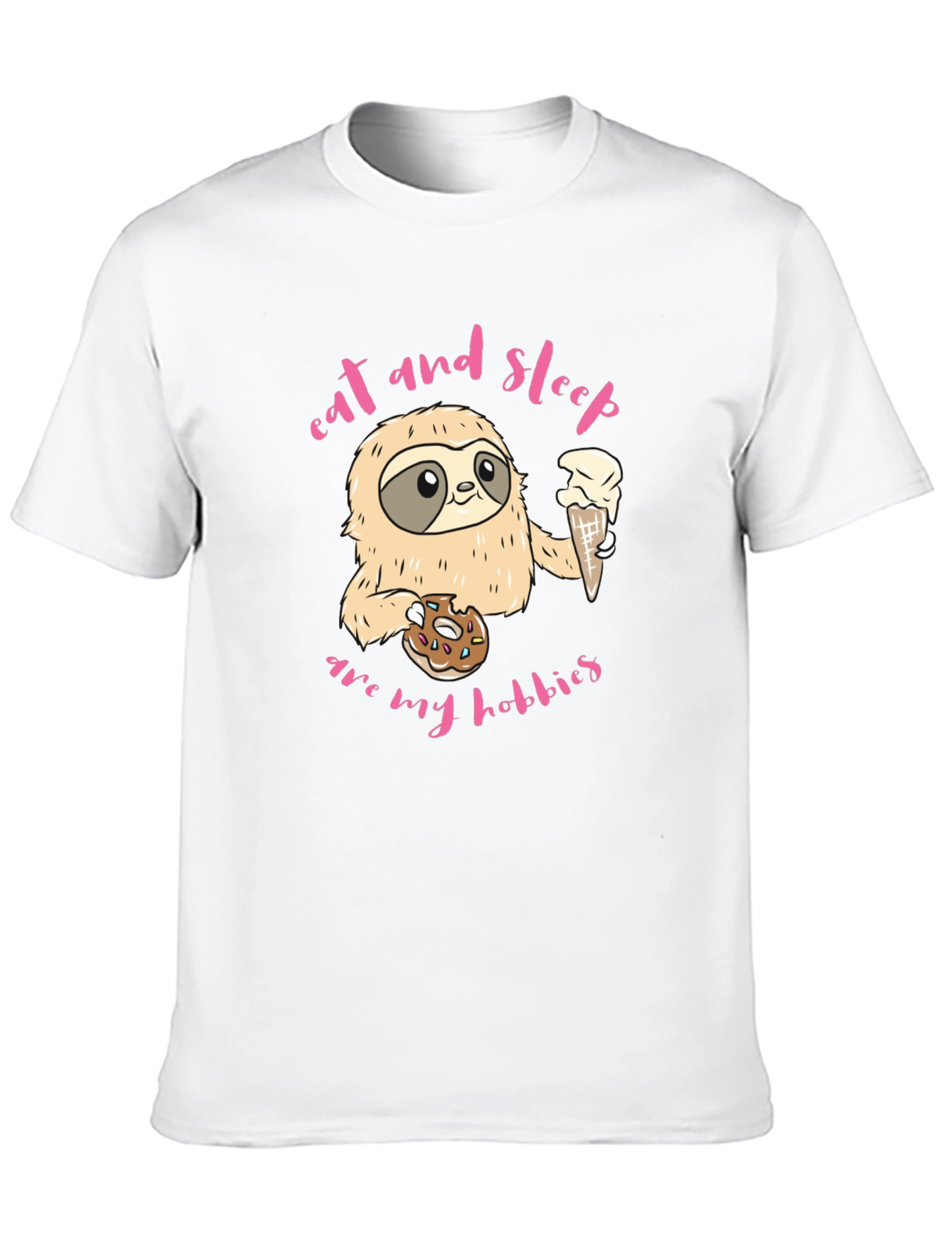 Sloth Eat Sleep Hobbies Black Graphic Tee Shirt