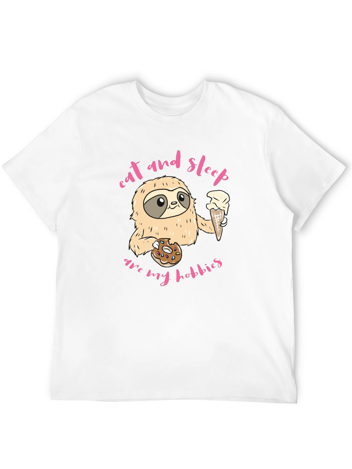 Sloth Eat Sleep Hobbies Black Graphic Tee Shirt