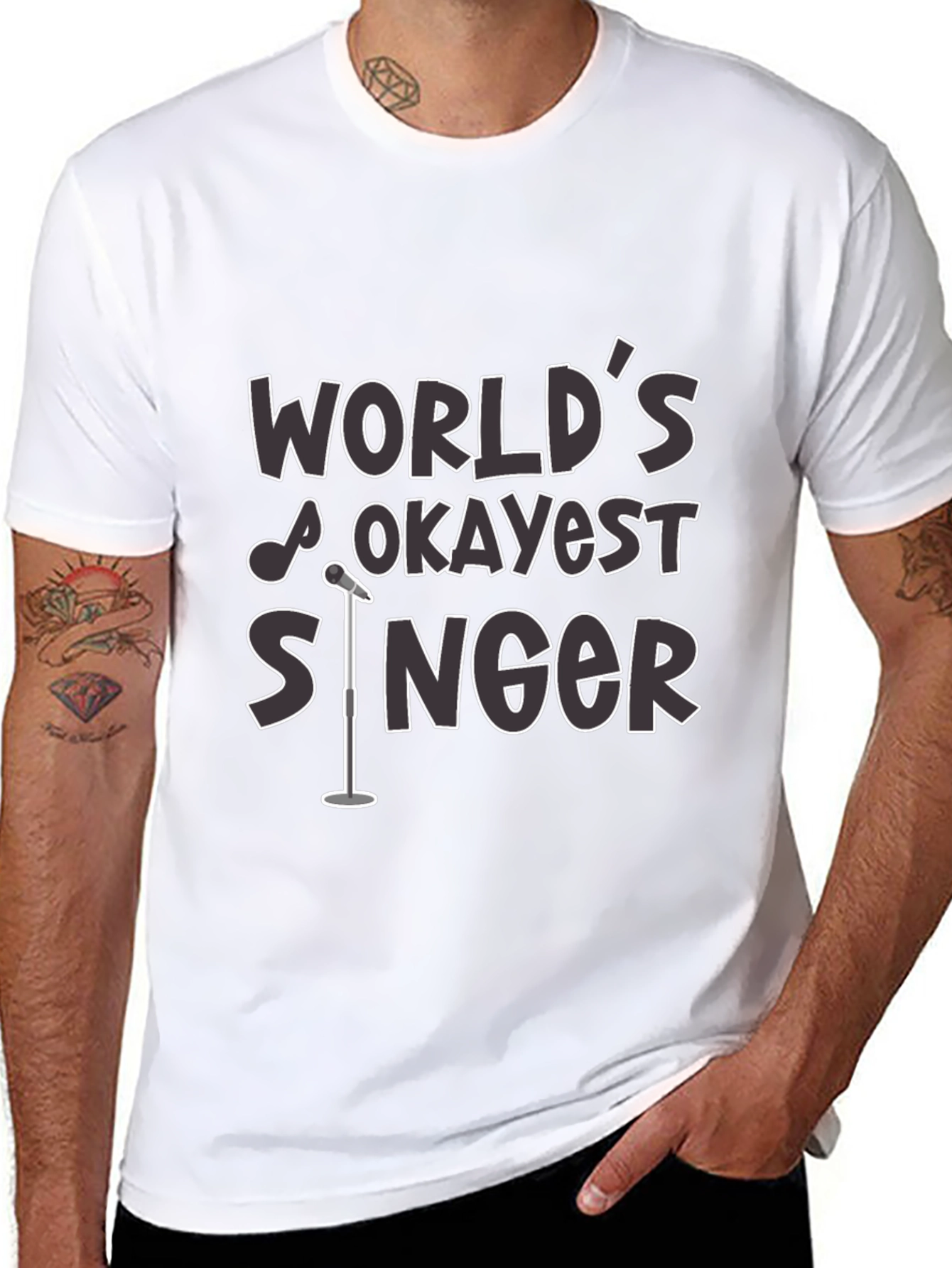 Worlds Okayest Singer Black T-Shirt Funny Graphic Tee