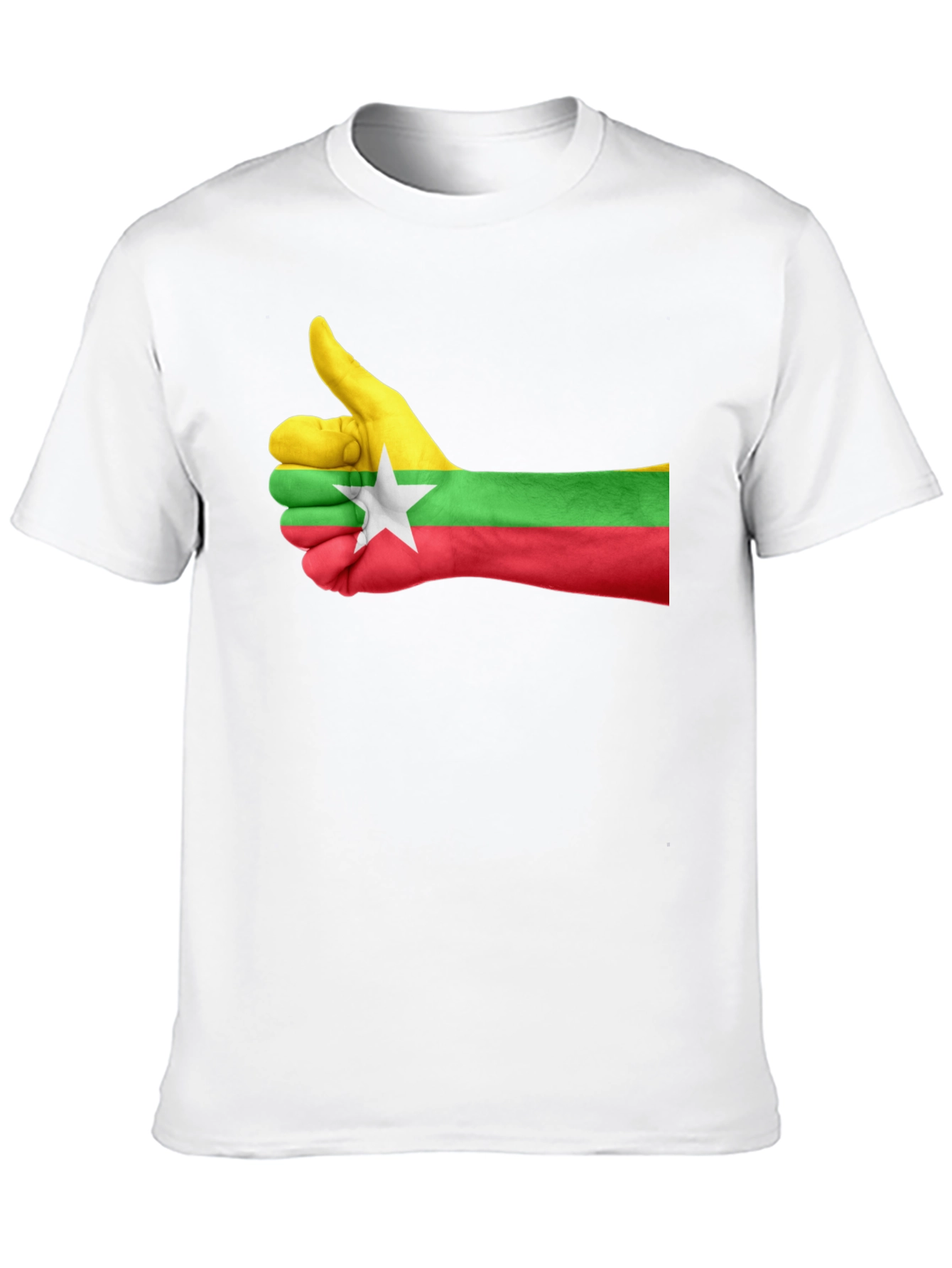 Myanmar Flag Thumbs Up Graphic Tee - Black Cotton