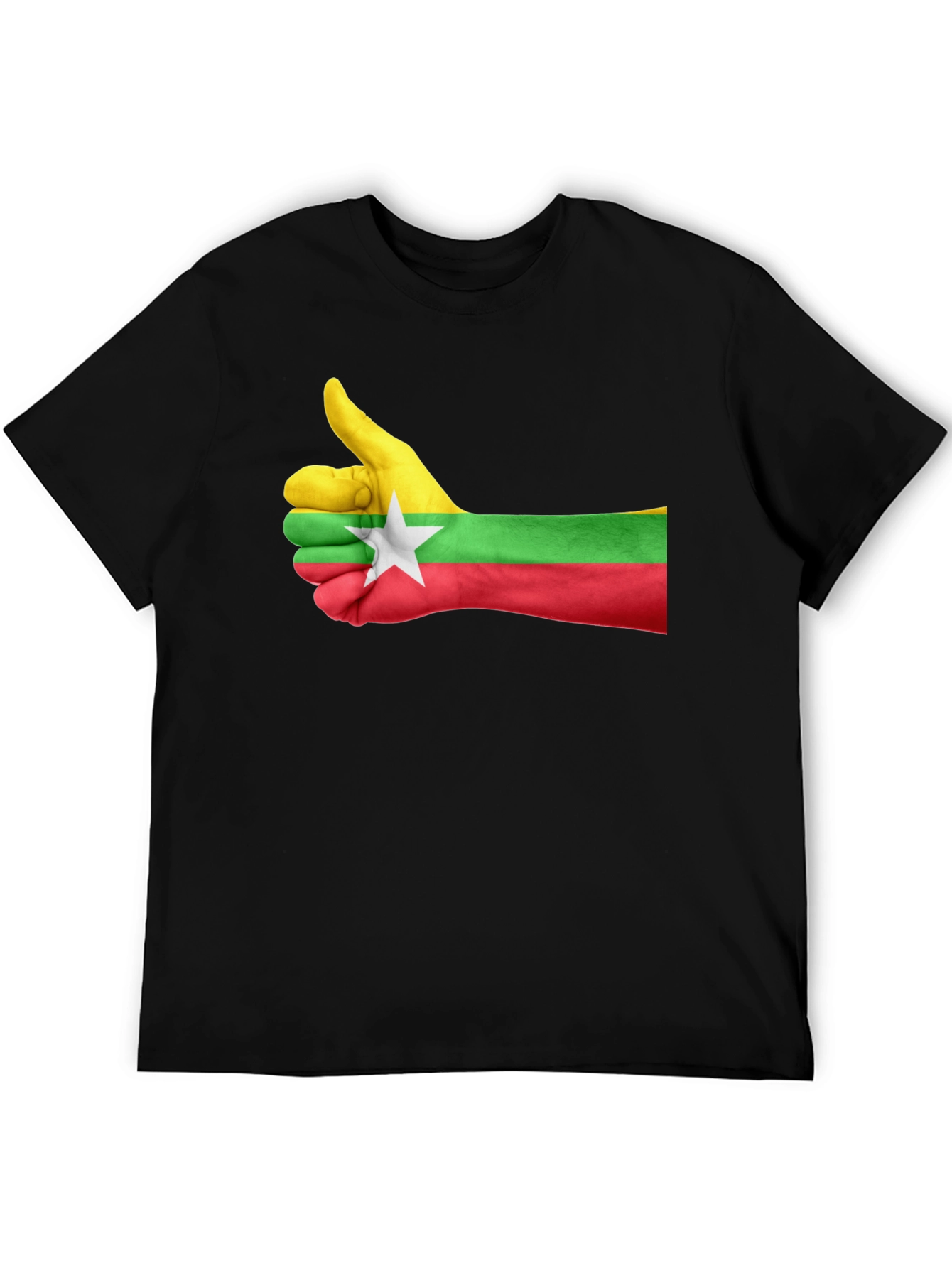 Myanmar Flag Thumbs Up Graphic Tee - Black Cotton