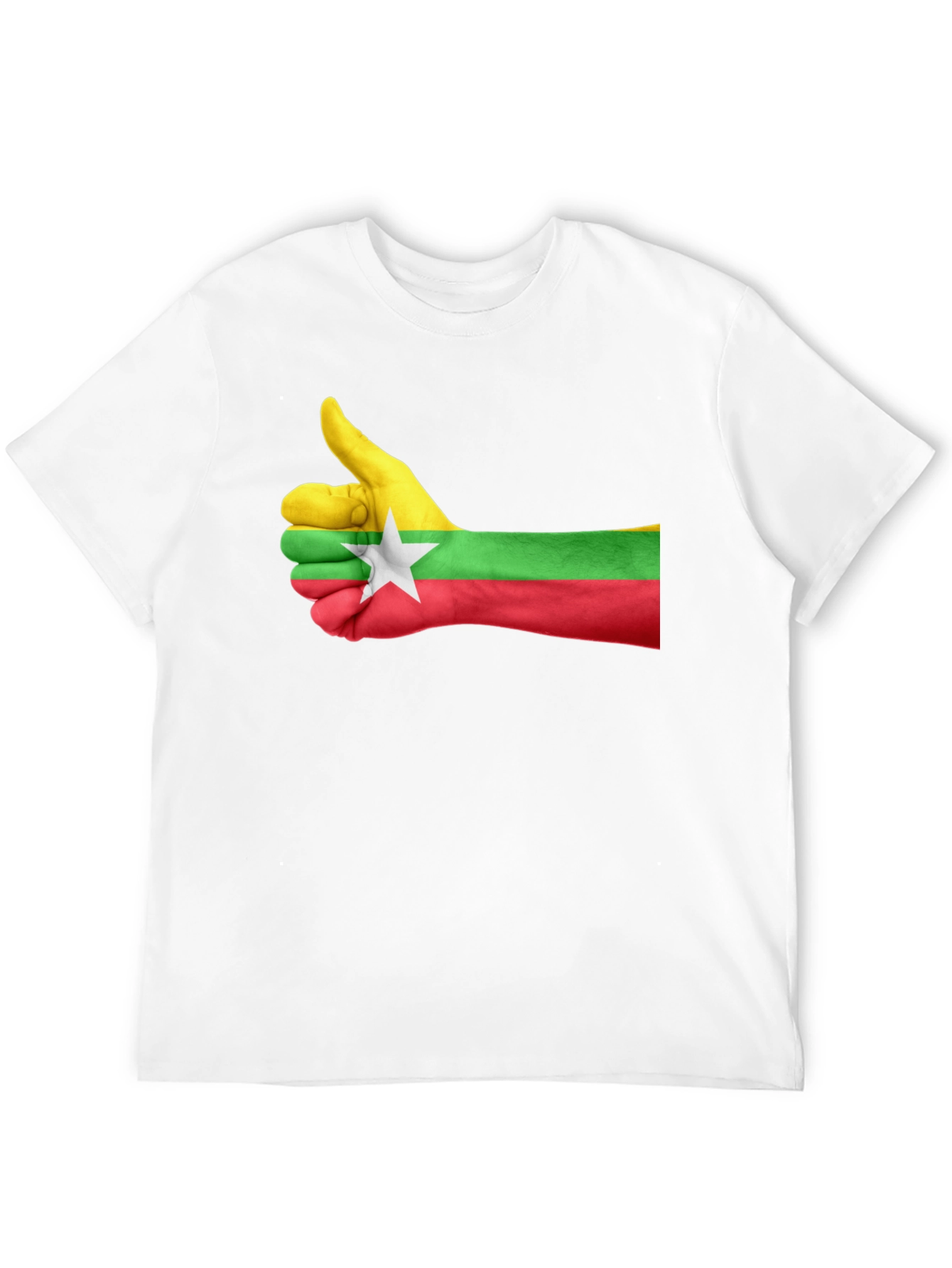 Myanmar Flag Thumbs Up Graphic Tee - Black Cotton