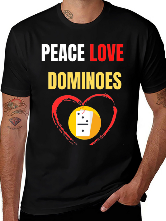 Peace Love Dominoes T-Shirt Domino Player Gift