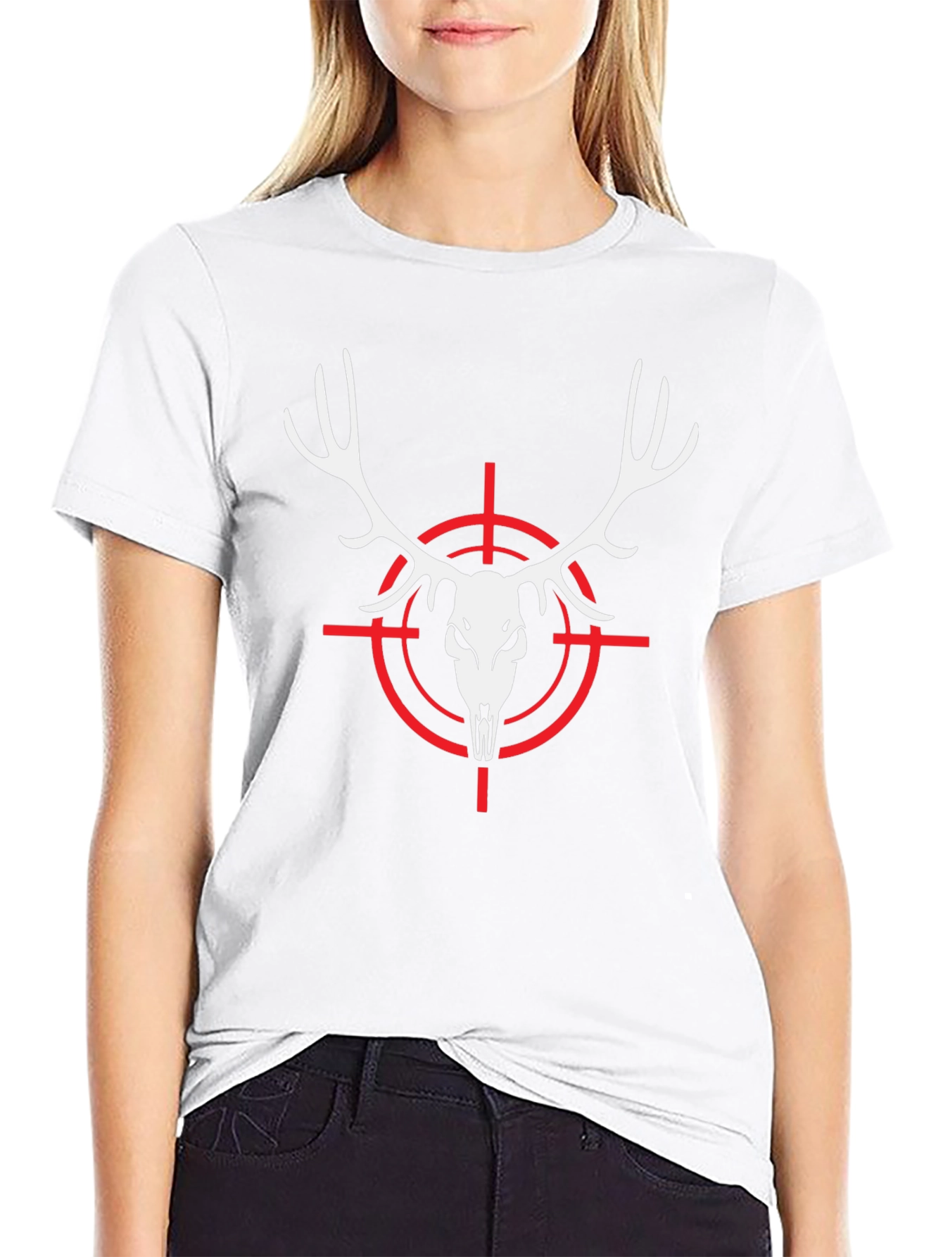 Deer Skull Target Black T-Shirt Hunting