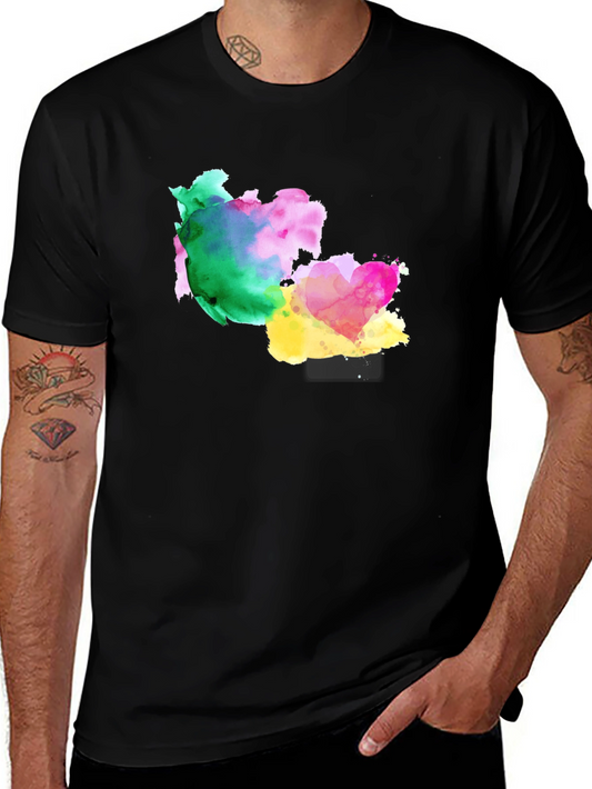 Watercolor Heart Graphic Black T-Shirt