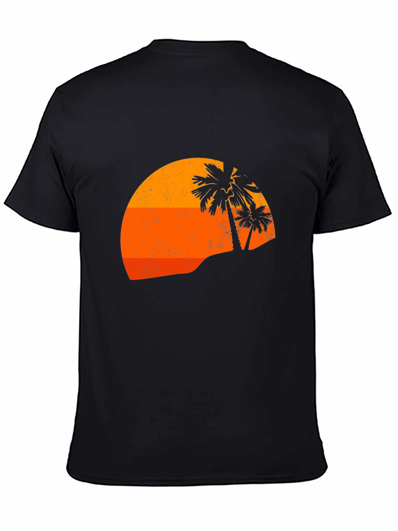 Retro Sunset Palm Tee - Black